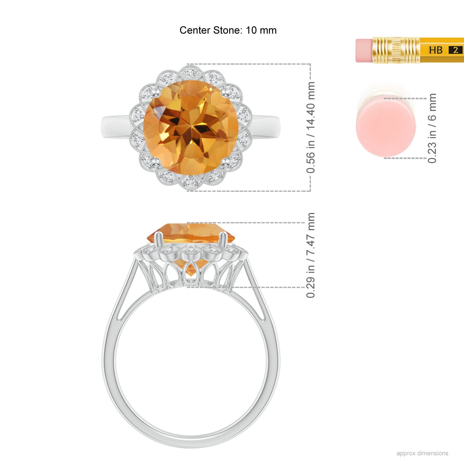 AA - Citrine / 3.28 CT / 14 KT White Gold