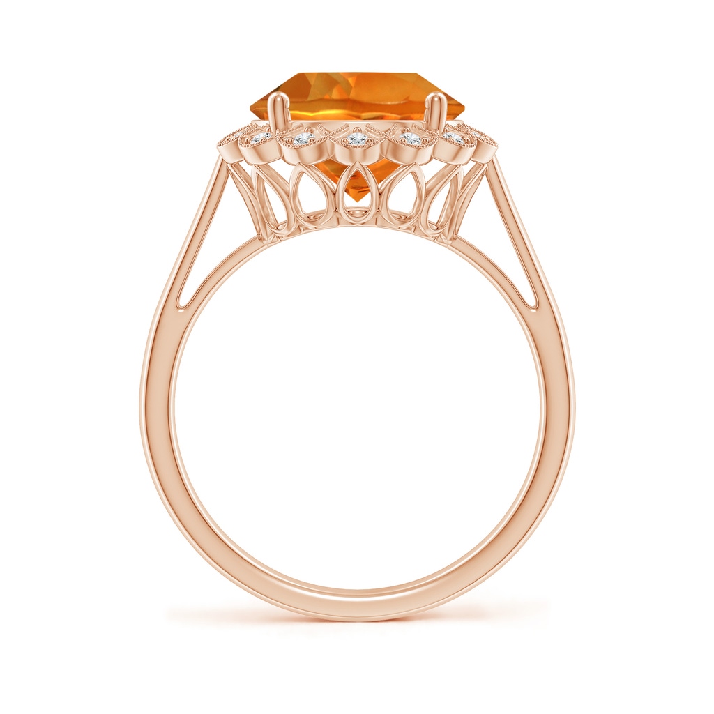 10mm AAAA Citrine Scalloped Halo Ring in Rose Gold Side-1