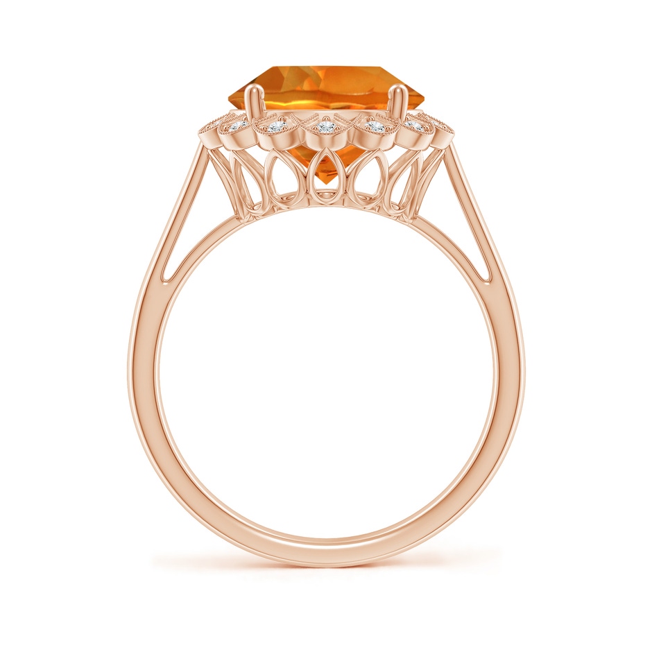 10mm AAAA Citrine Scalloped Halo Ring in Rose Gold side-1