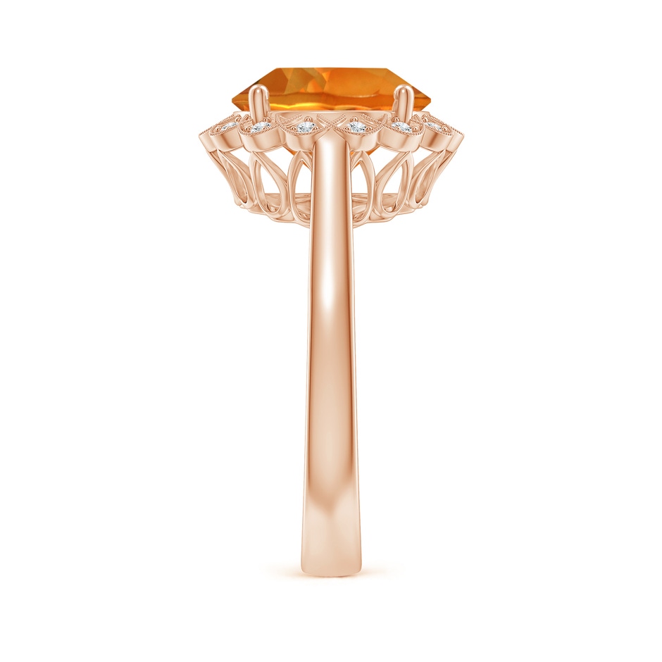 10mm AAAA Citrine Scalloped Halo Ring in Rose Gold side-2