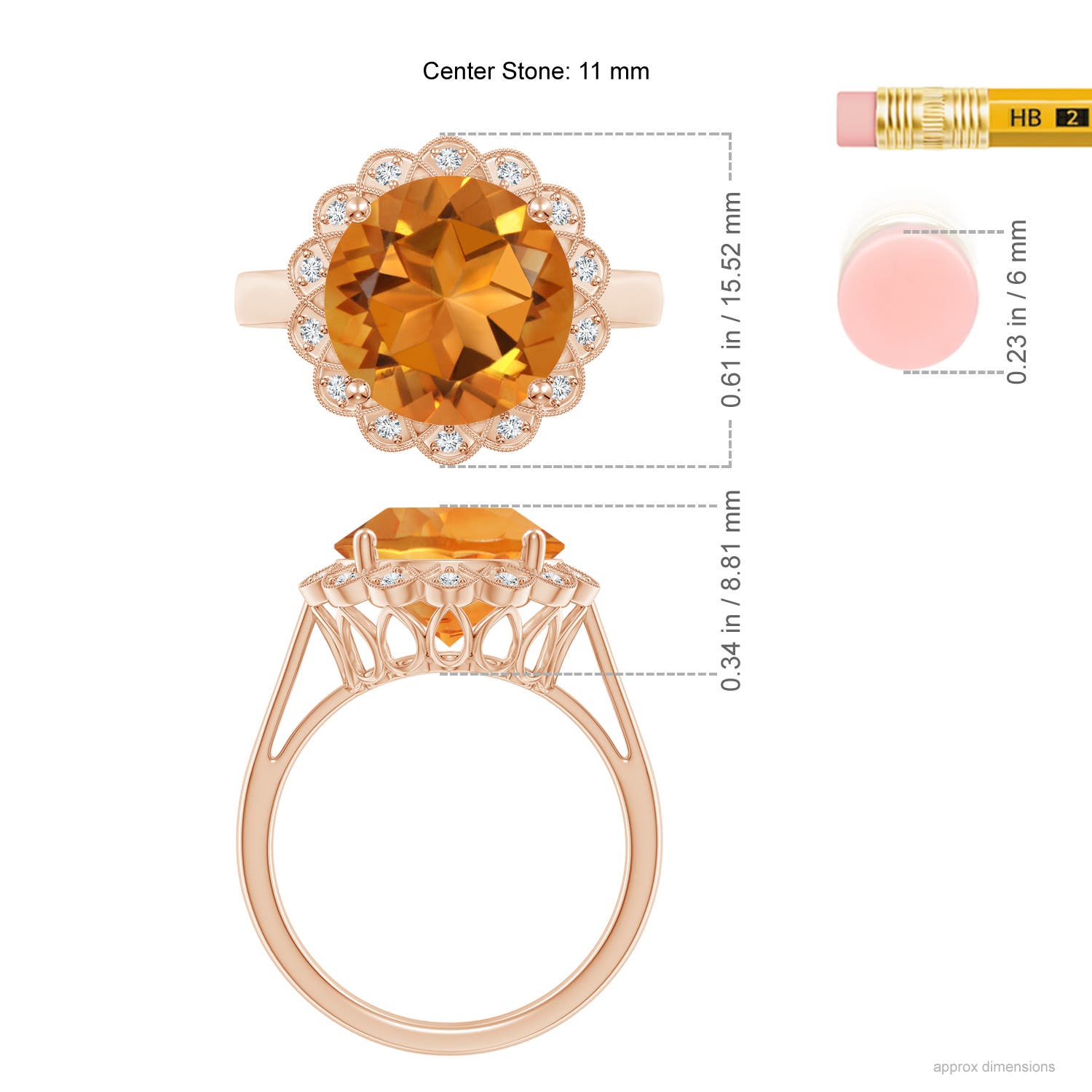 AAA - Citrine / 4.86 CT / 14 KT Rose Gold