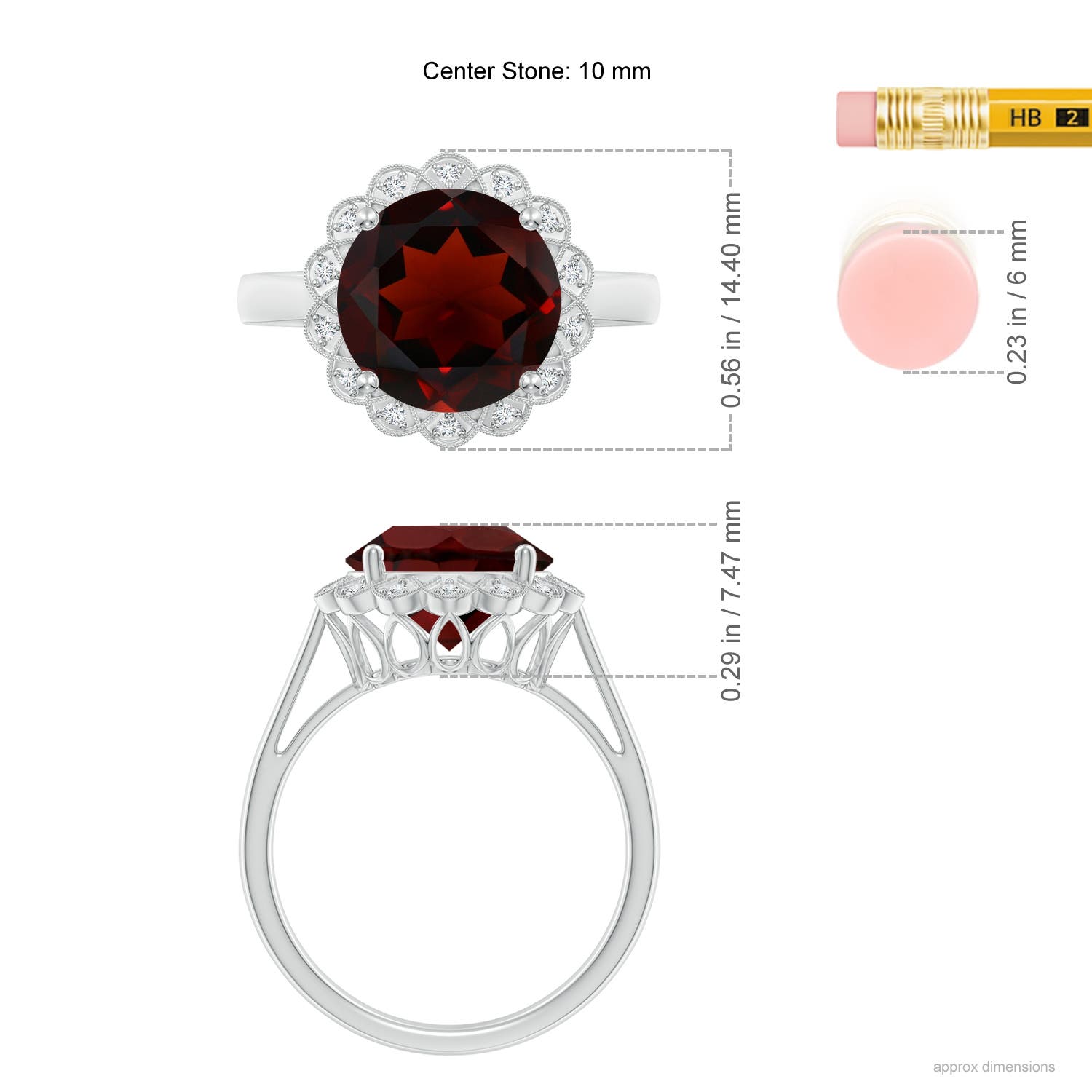 AA - Garnet / 4.58 CT / 14 KT White Gold