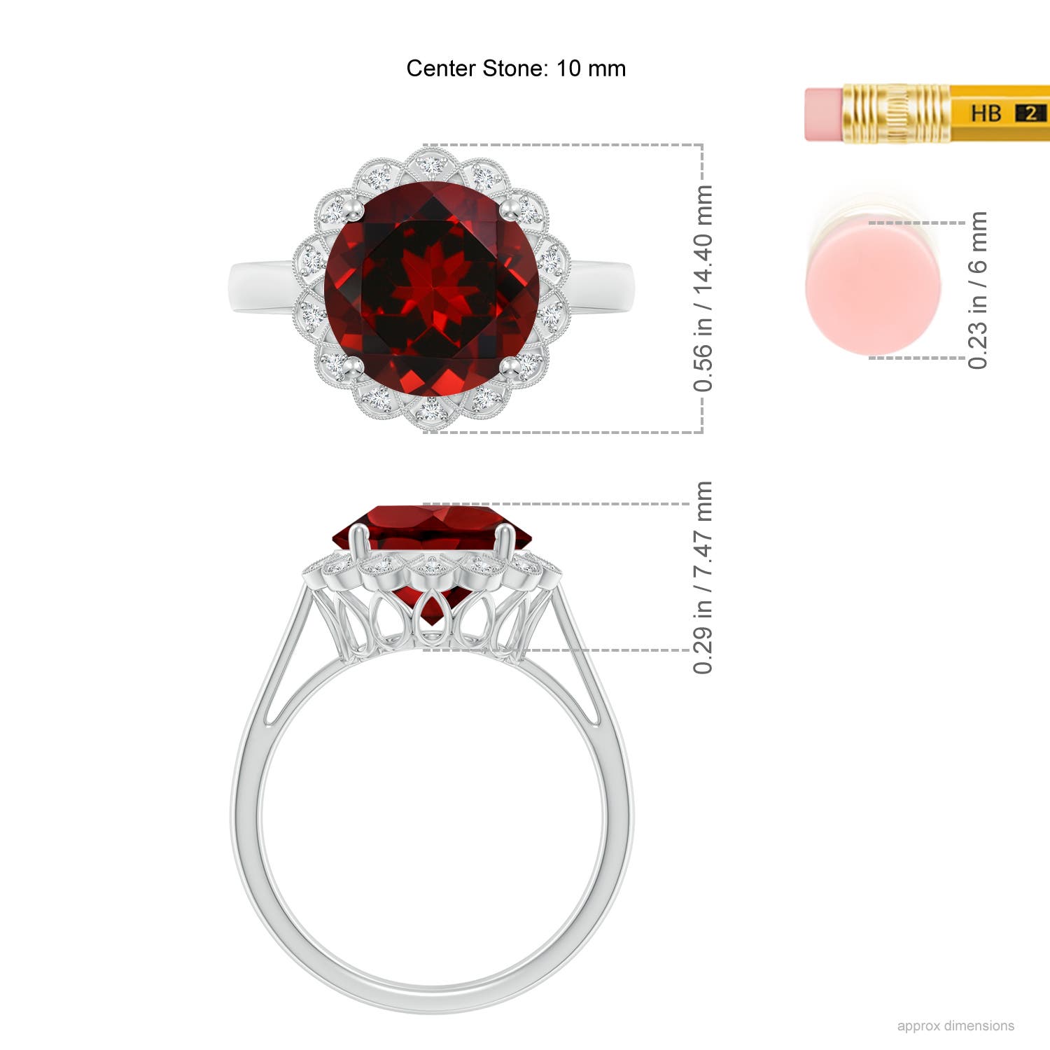 AAAA - Garnet / 4.58 CT / 14 KT White Gold