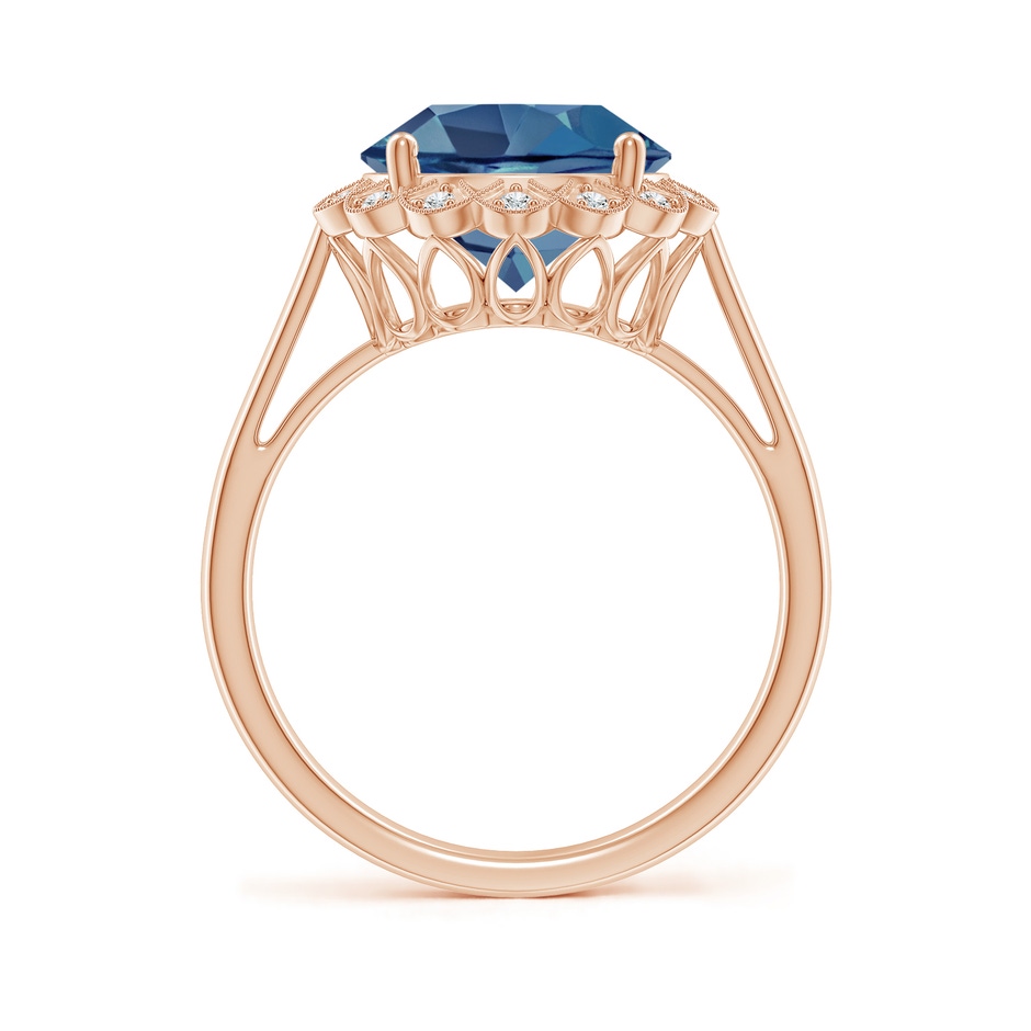 10mm A London Blue Topaz Scalloped Halo Ring in Rose Gold side-1