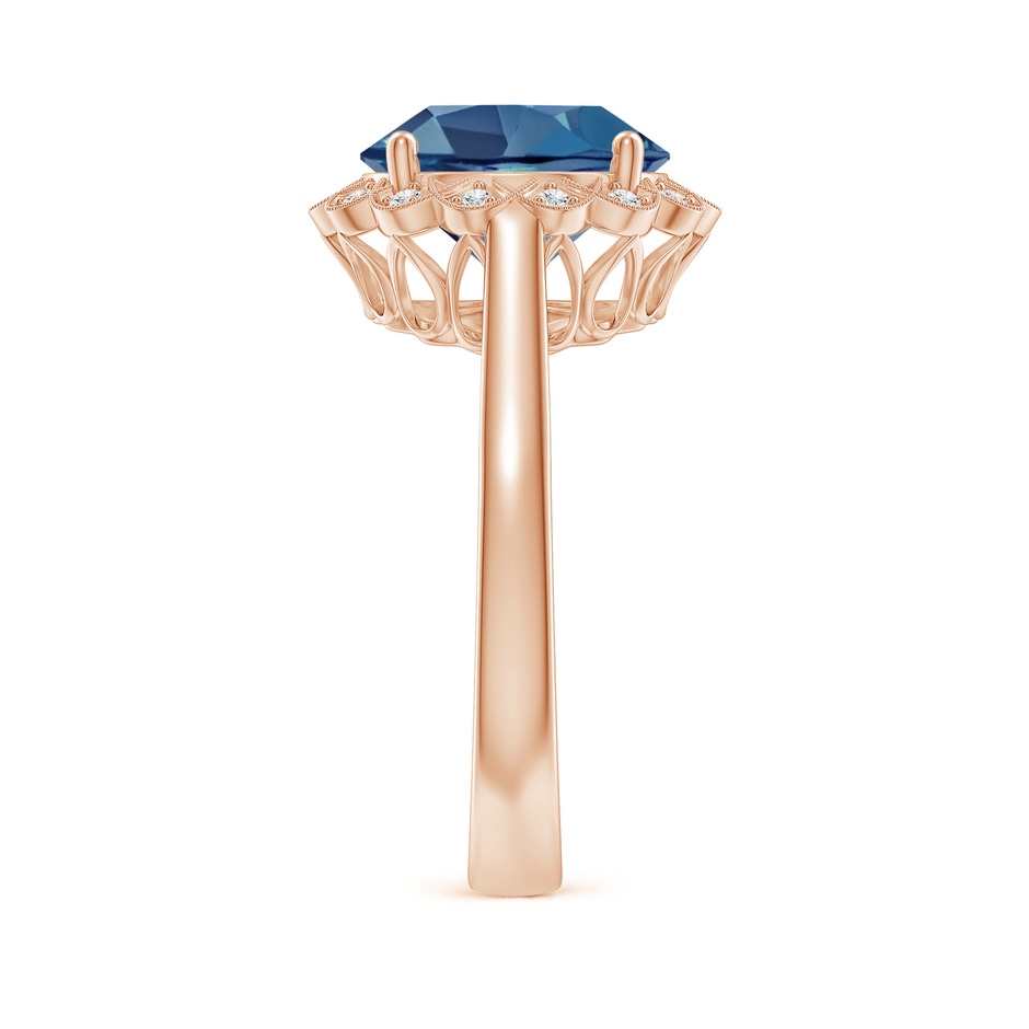 10mm A London Blue Topaz Scalloped Halo Ring in Rose Gold side-2