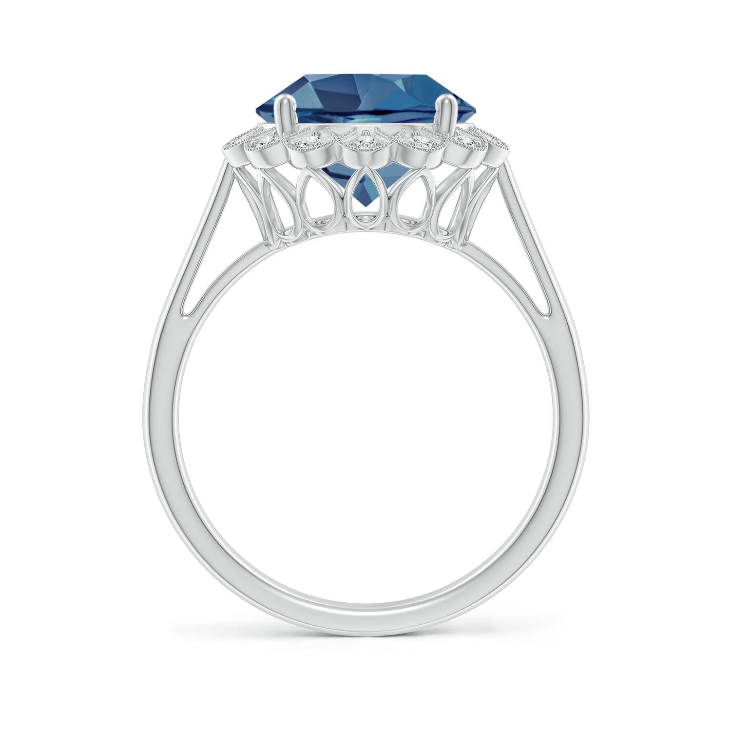 A - London Blue Topaz / 4.28 CT / 14 KT White Gold