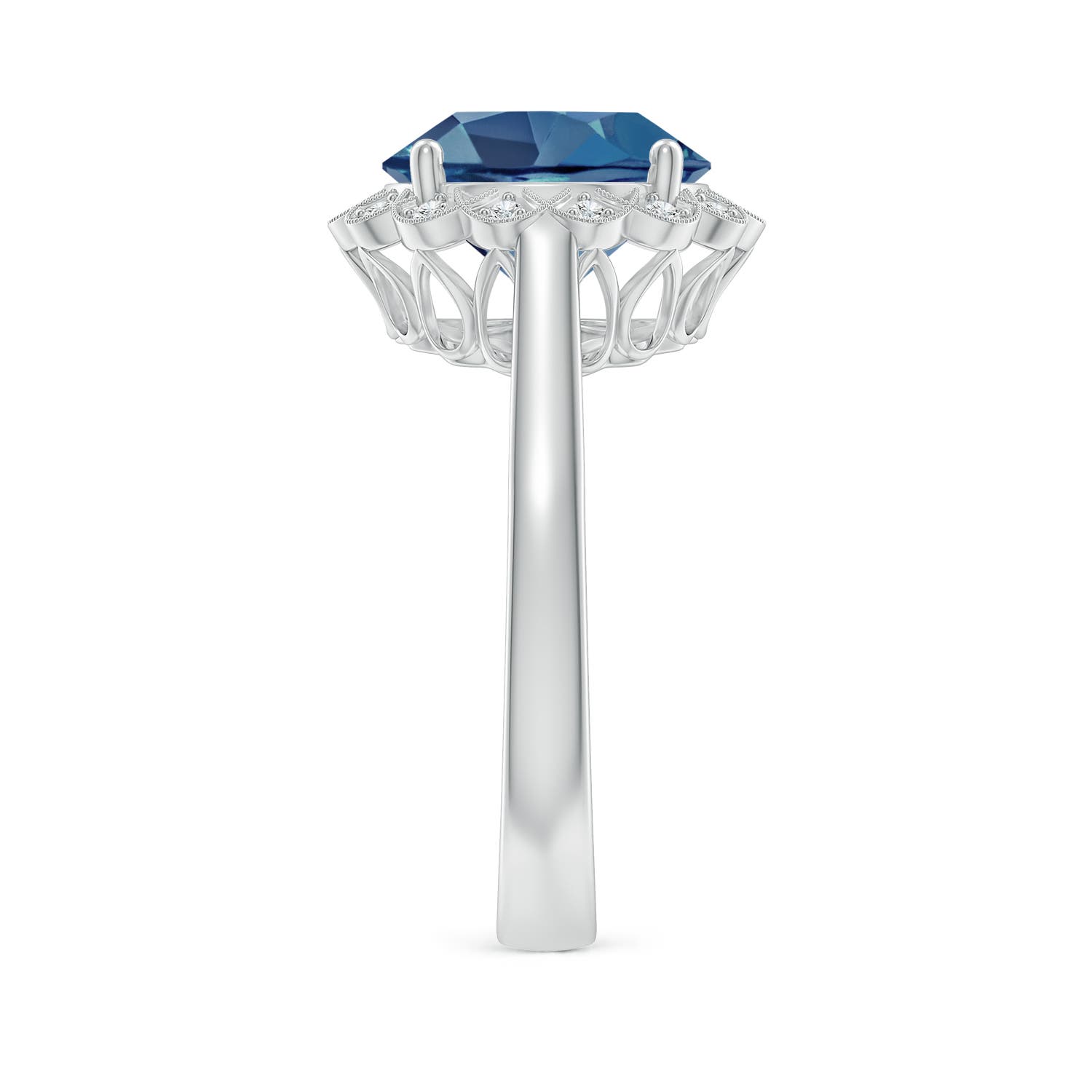 A - London Blue Topaz / 4.28 CT / 14 KT White Gold