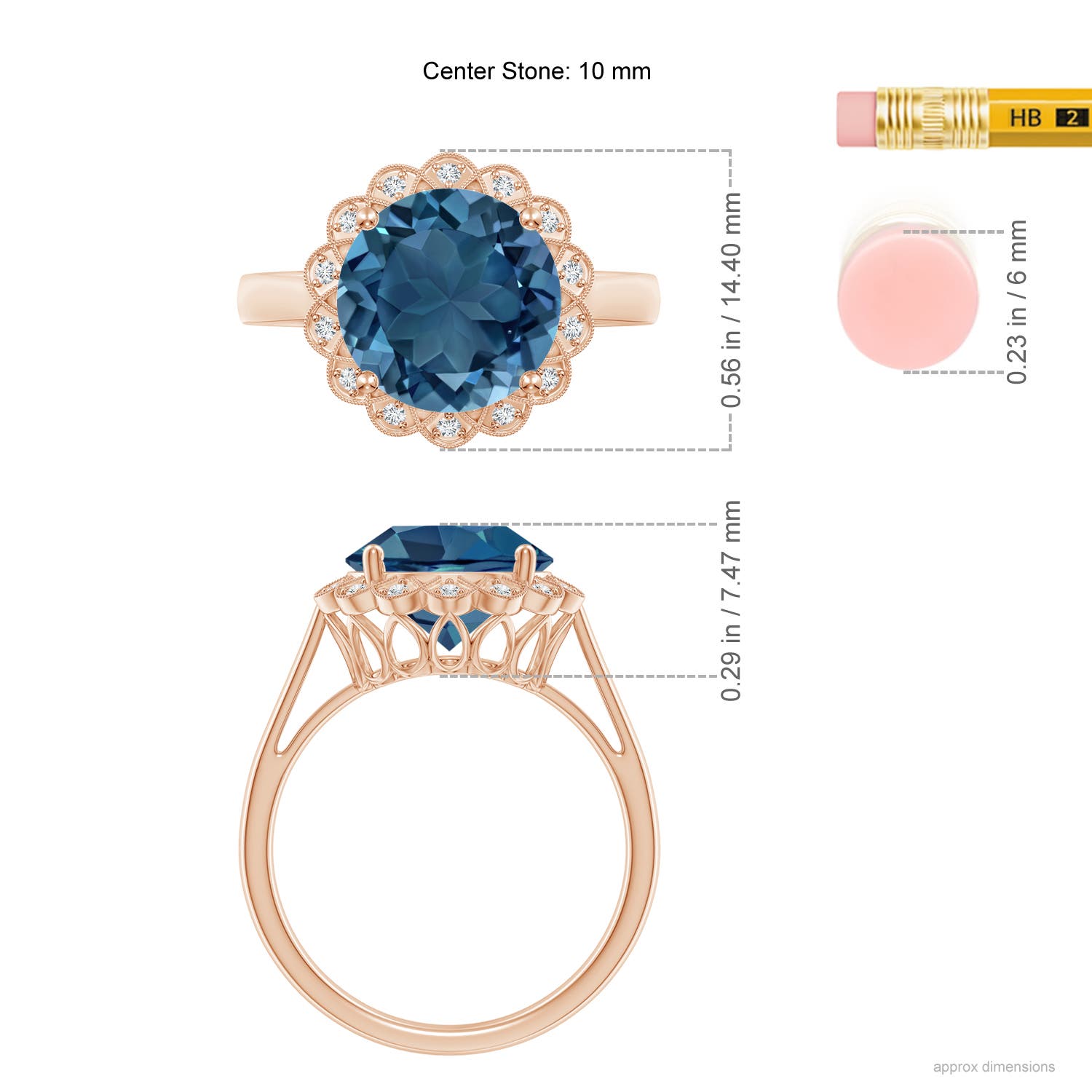 AA - London Blue Topaz / 4.28 CT / 14 KT Rose Gold