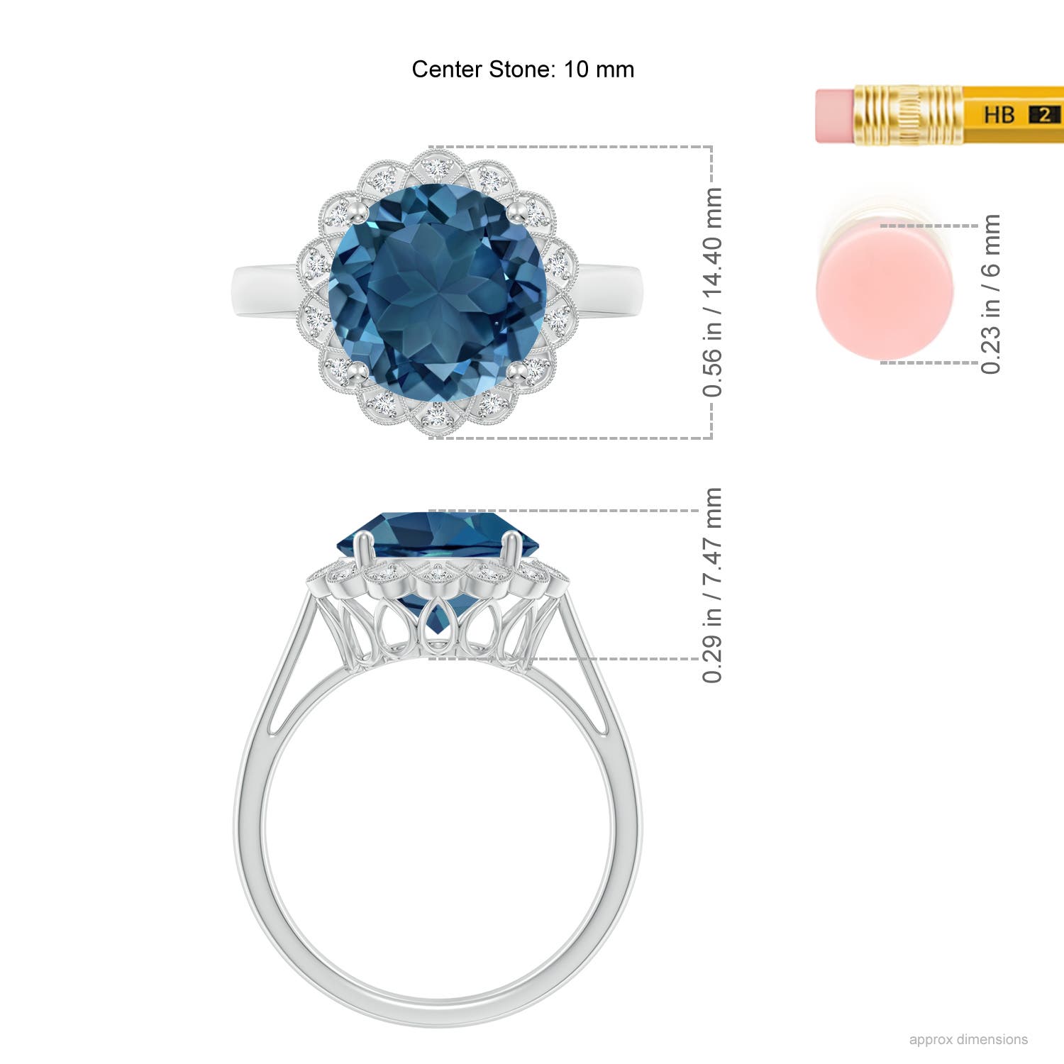 AA - London Blue Topaz / 4.28 CT / 14 KT White Gold