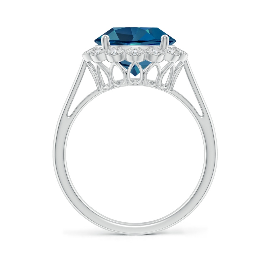 10mm AAA London Blue Topaz Scalloped Halo Ring in White Gold side-1