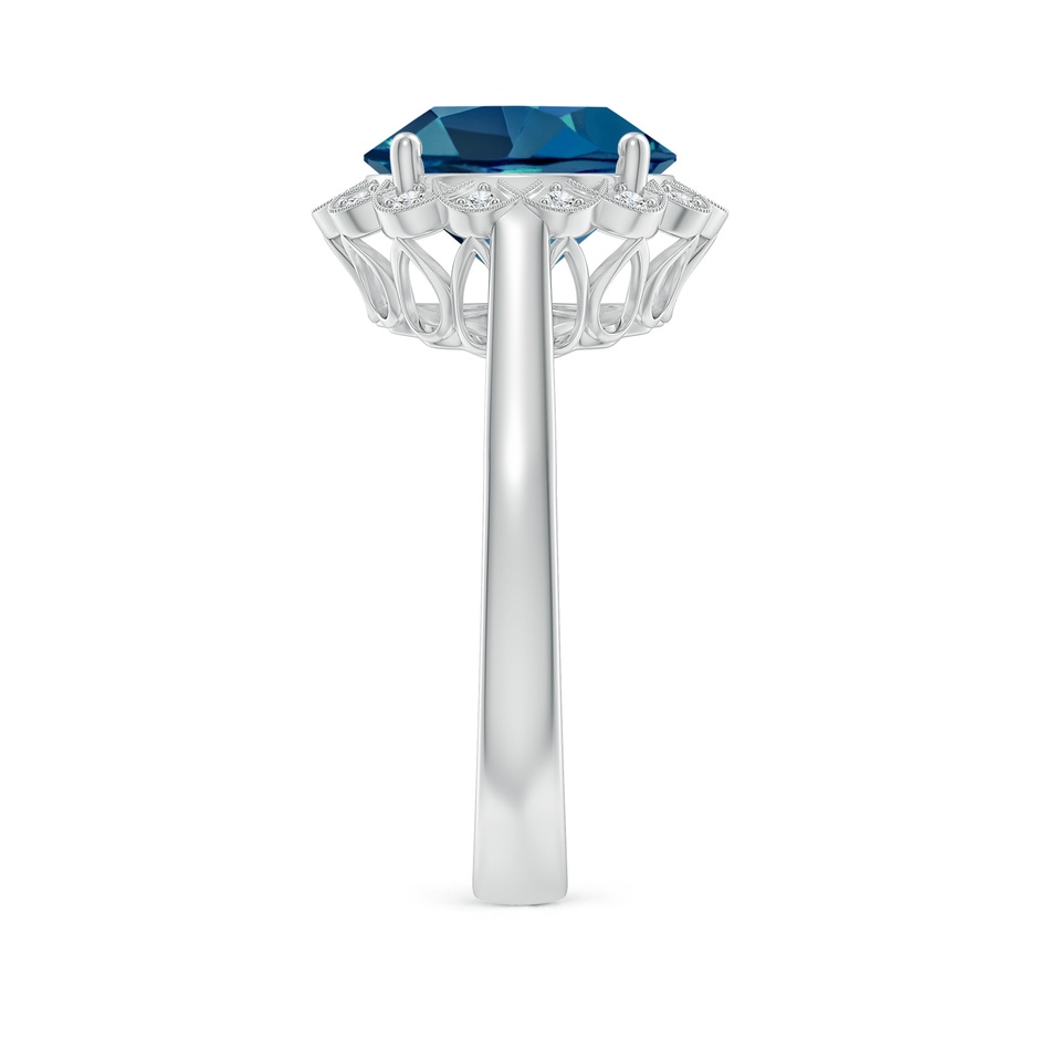 10mm AAA London Blue Topaz Scalloped Halo Ring in White Gold side-2