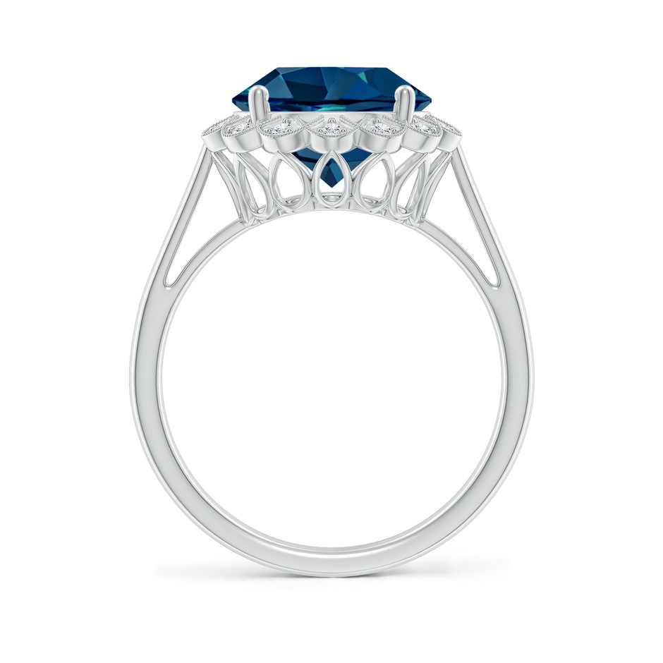 10mm AAAA London Blue Topaz Scalloped Halo Ring in White Gold side-1