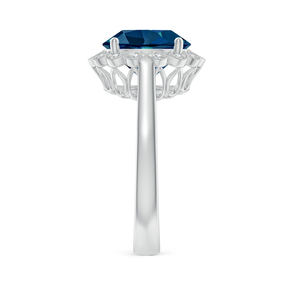 10mm AAAA London Blue Topaz Scalloped Halo Ring in White Gold side-2