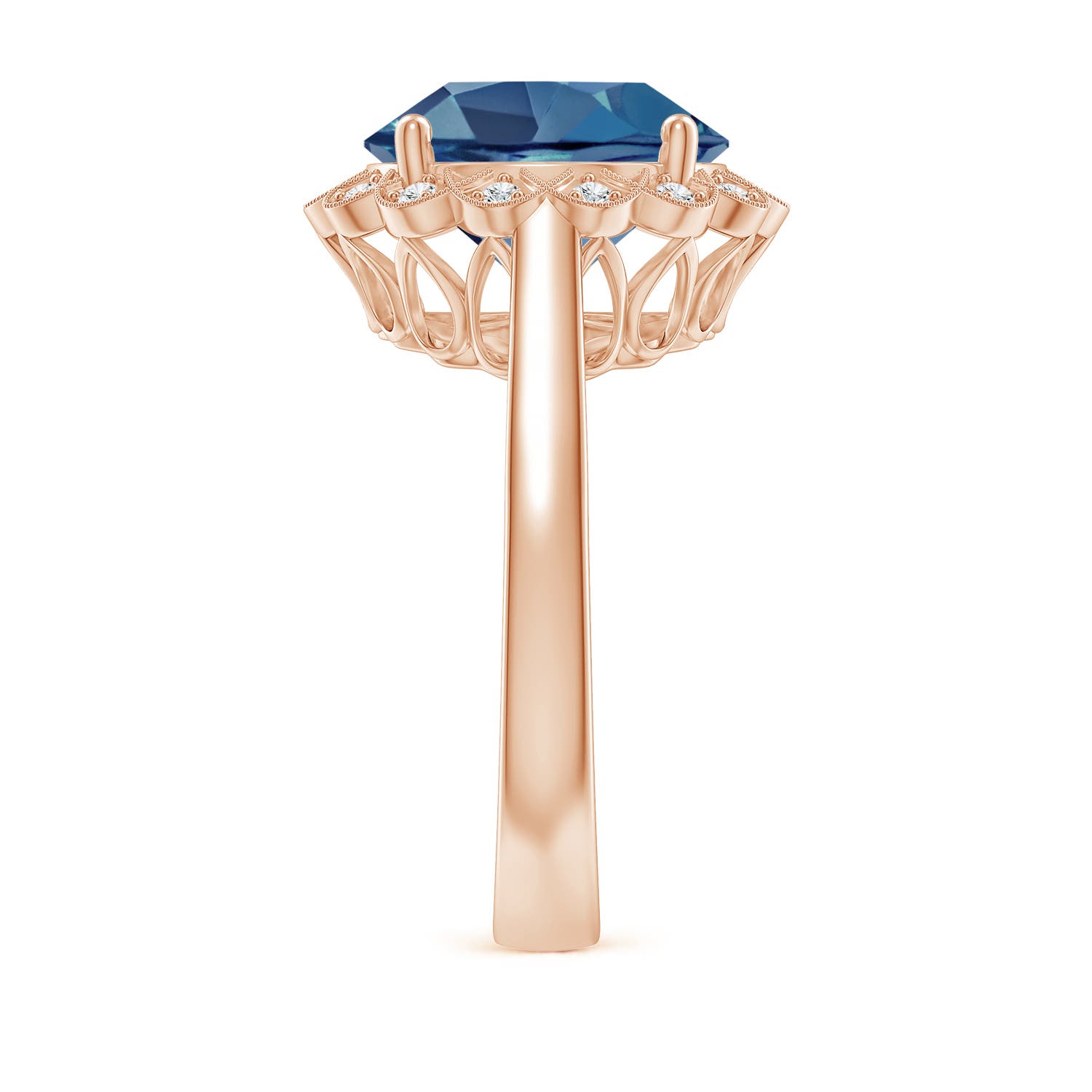 A - London Blue Topaz / 6.31 CT / 14 KT Rose Gold