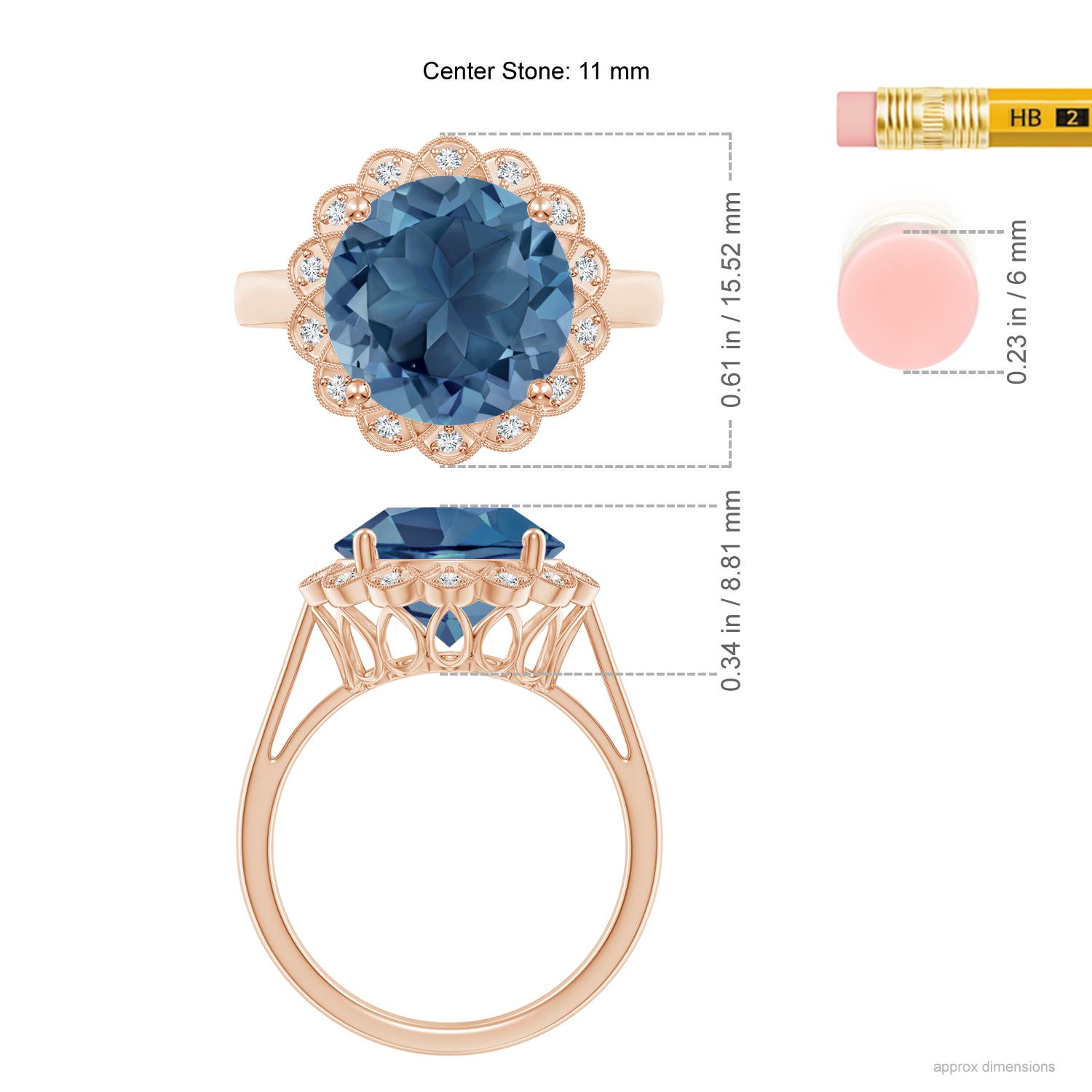 A - London Blue Topaz / 6.31 CT / 14 KT Rose Gold