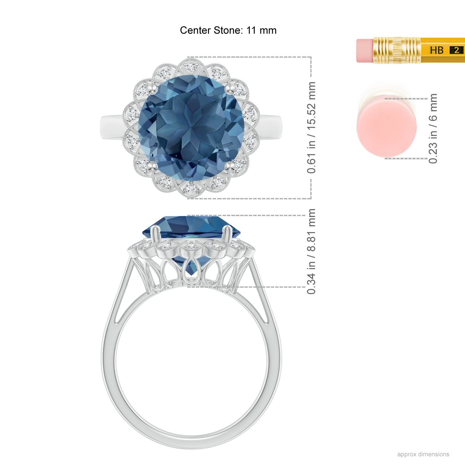 A - London Blue Topaz / 6.31 CT / 14 KT White Gold