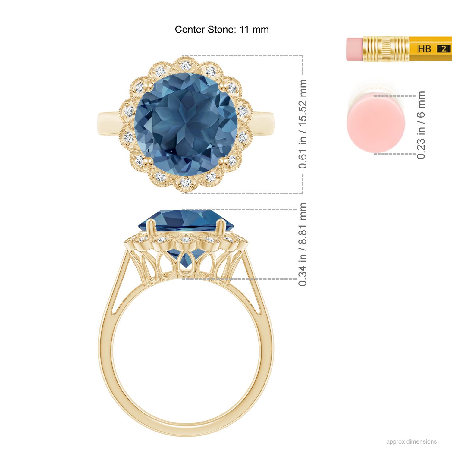 A - London Blue Topaz / 6.31 CT / 14 KT Yellow Gold