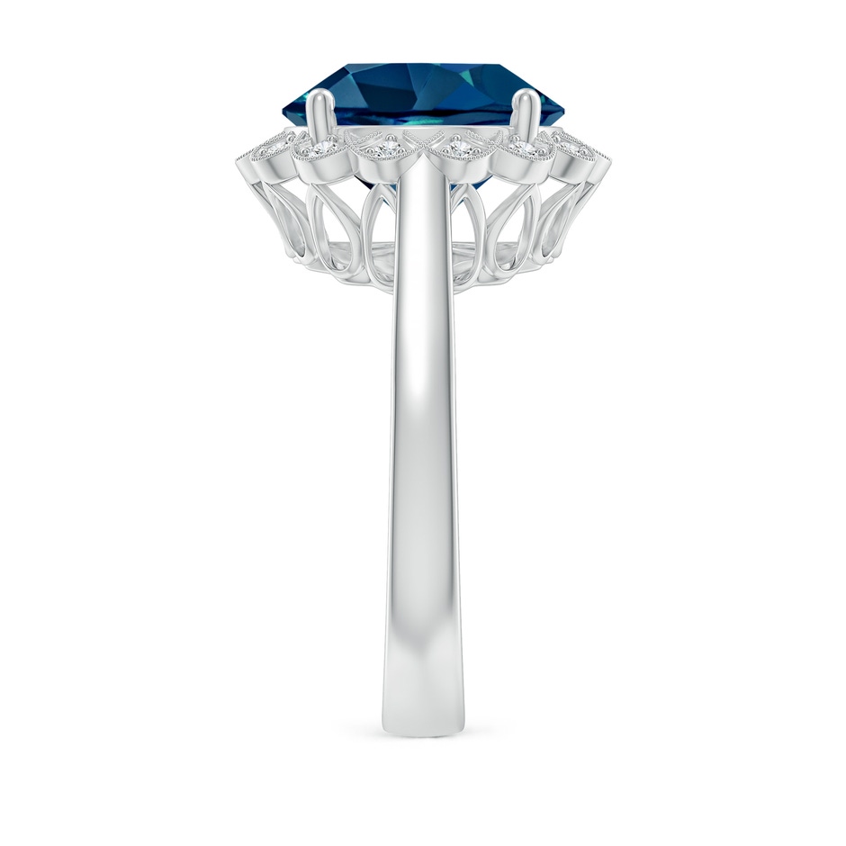 11mm AAAA London Blue Topaz Scalloped Halo Ring in White Gold side-2