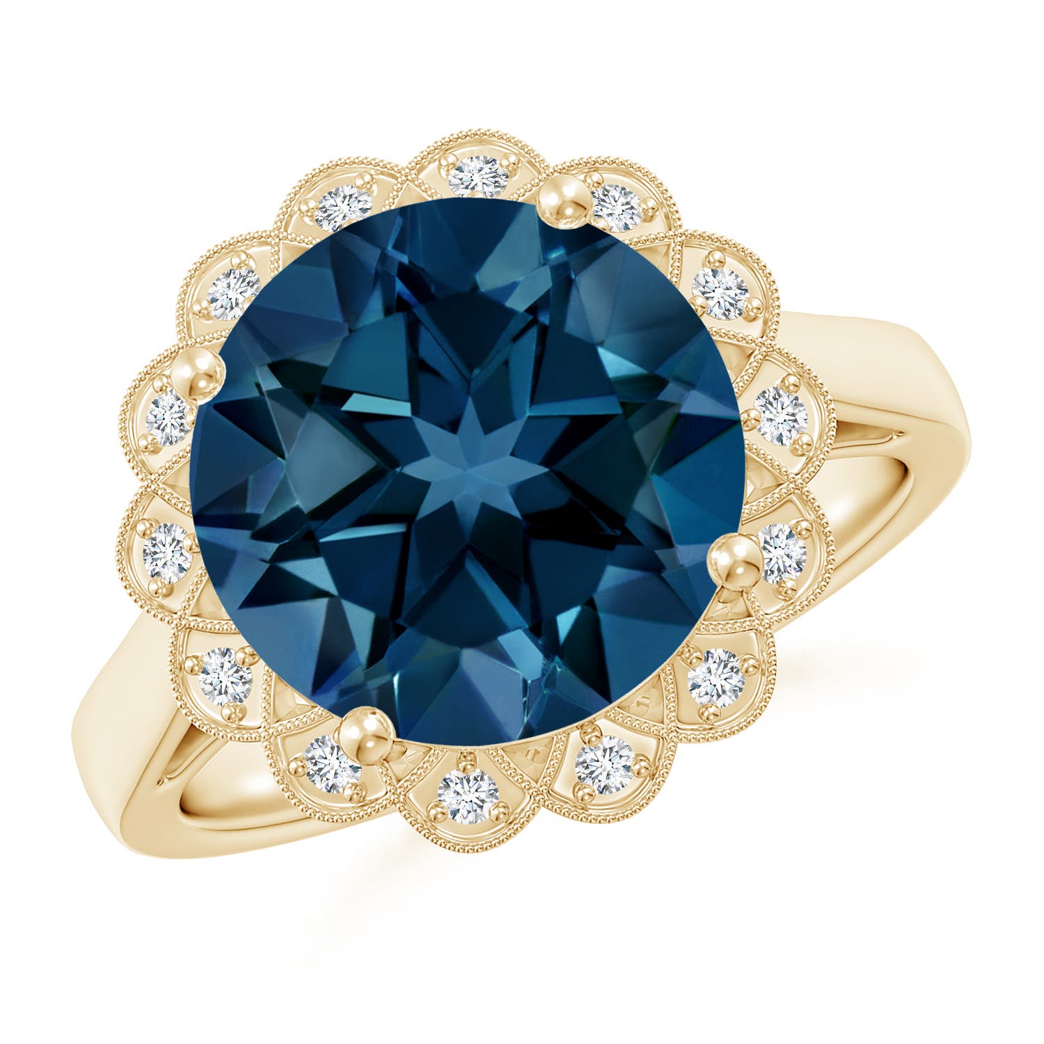 AAAA - London Blue Topaz / 6.31 CT / 14 KT Yellow Gold