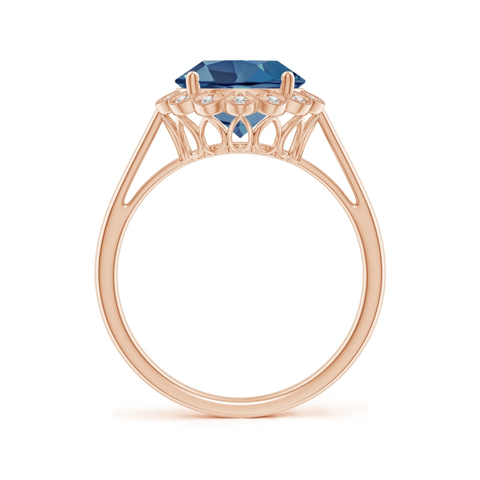 9mm A London Blue Topaz Scalloped Halo Ring in 9K Rose Gold product image