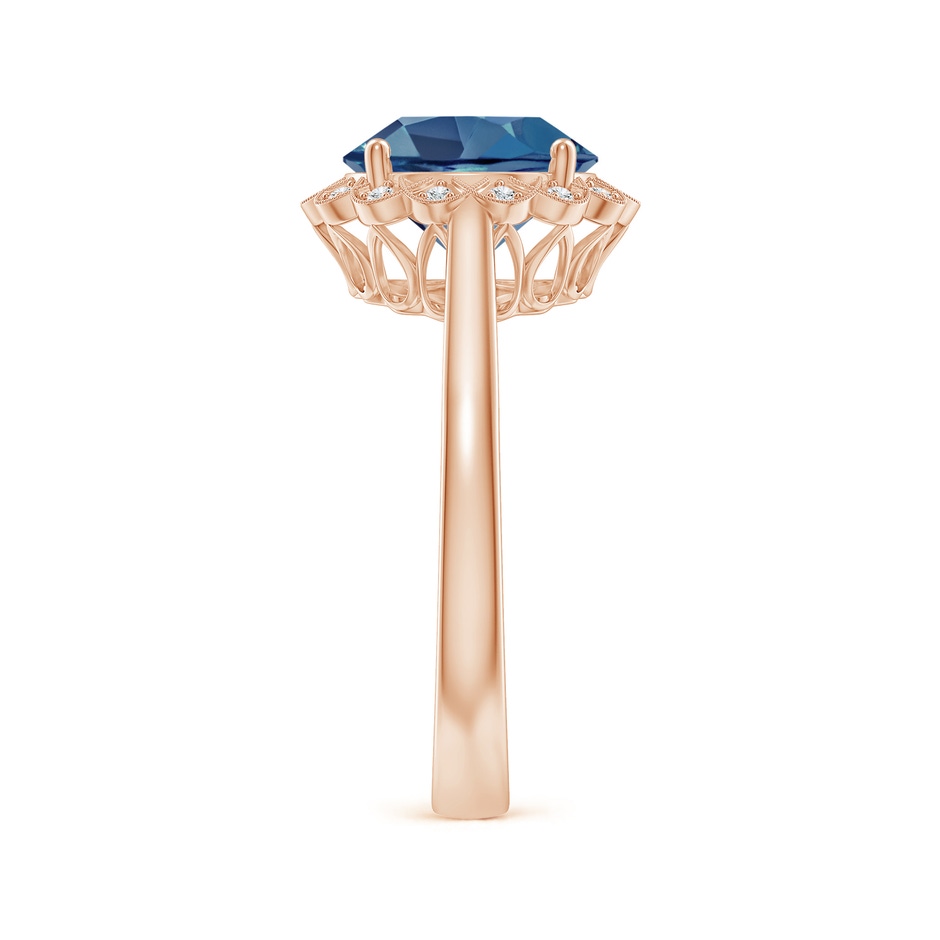 9mm A London Blue Topaz Scalloped Halo Ring in Rose Gold side-2