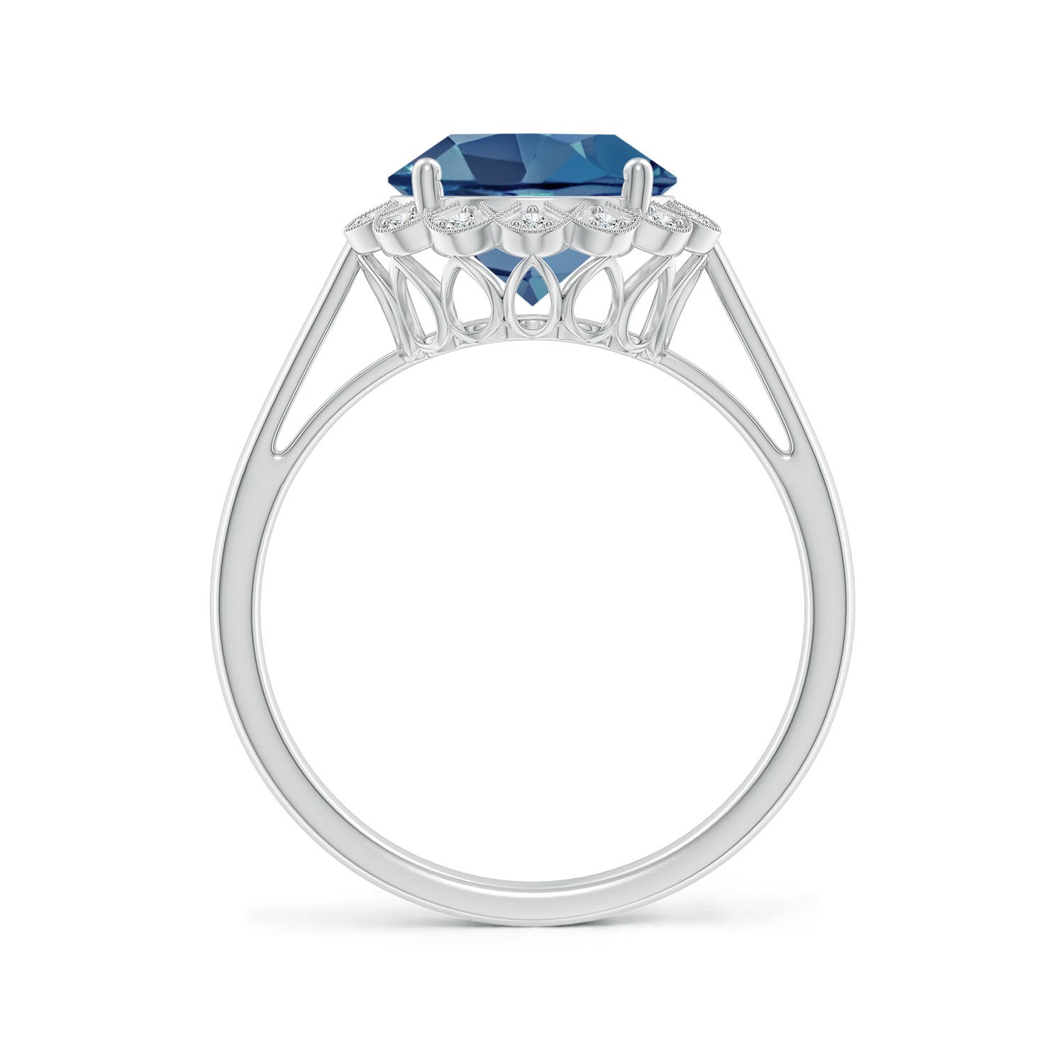 A - London Blue Topaz / 3.37 CT / 14 KT White Gold