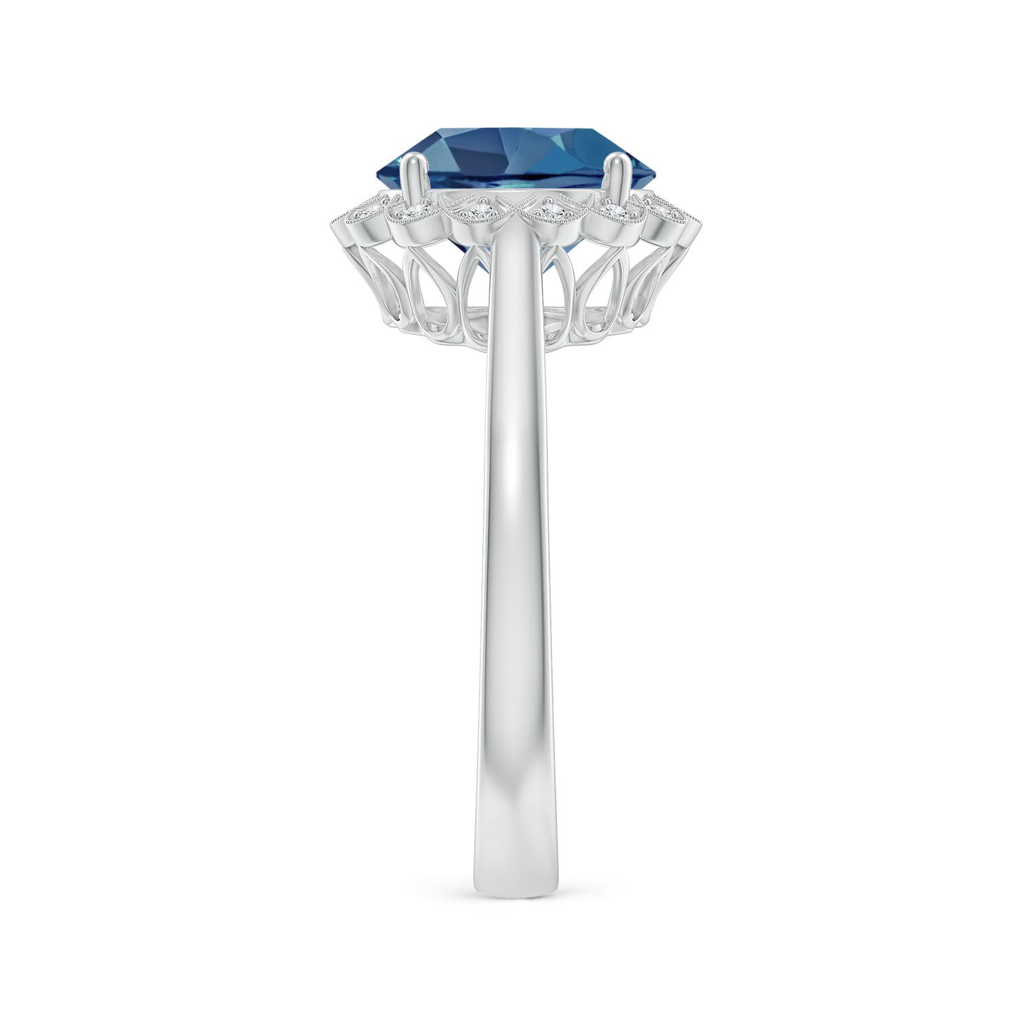 A - London Blue Topaz / 3.37 CT / 14 KT White Gold