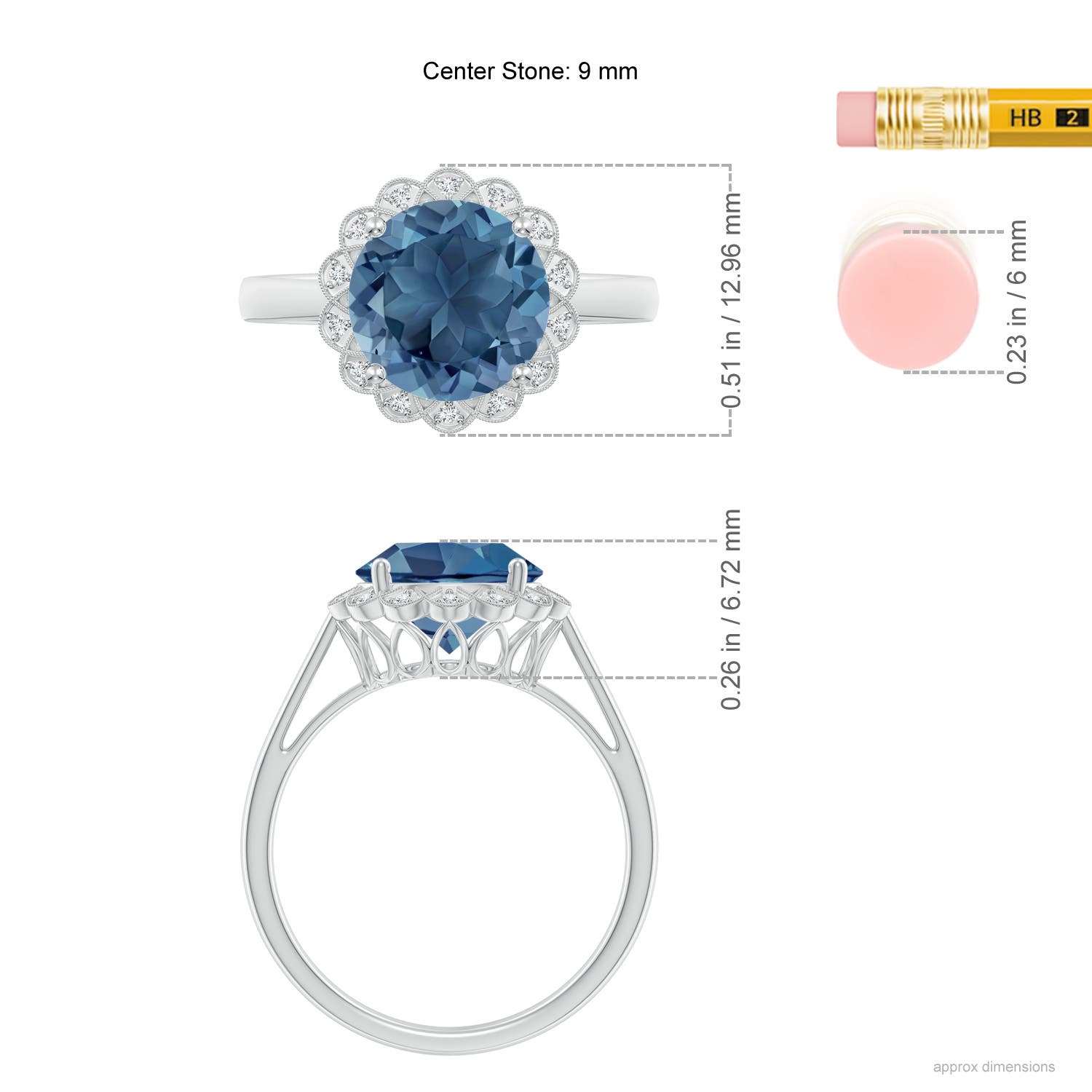 A - London Blue Topaz / 3.37 CT / 14 KT White Gold