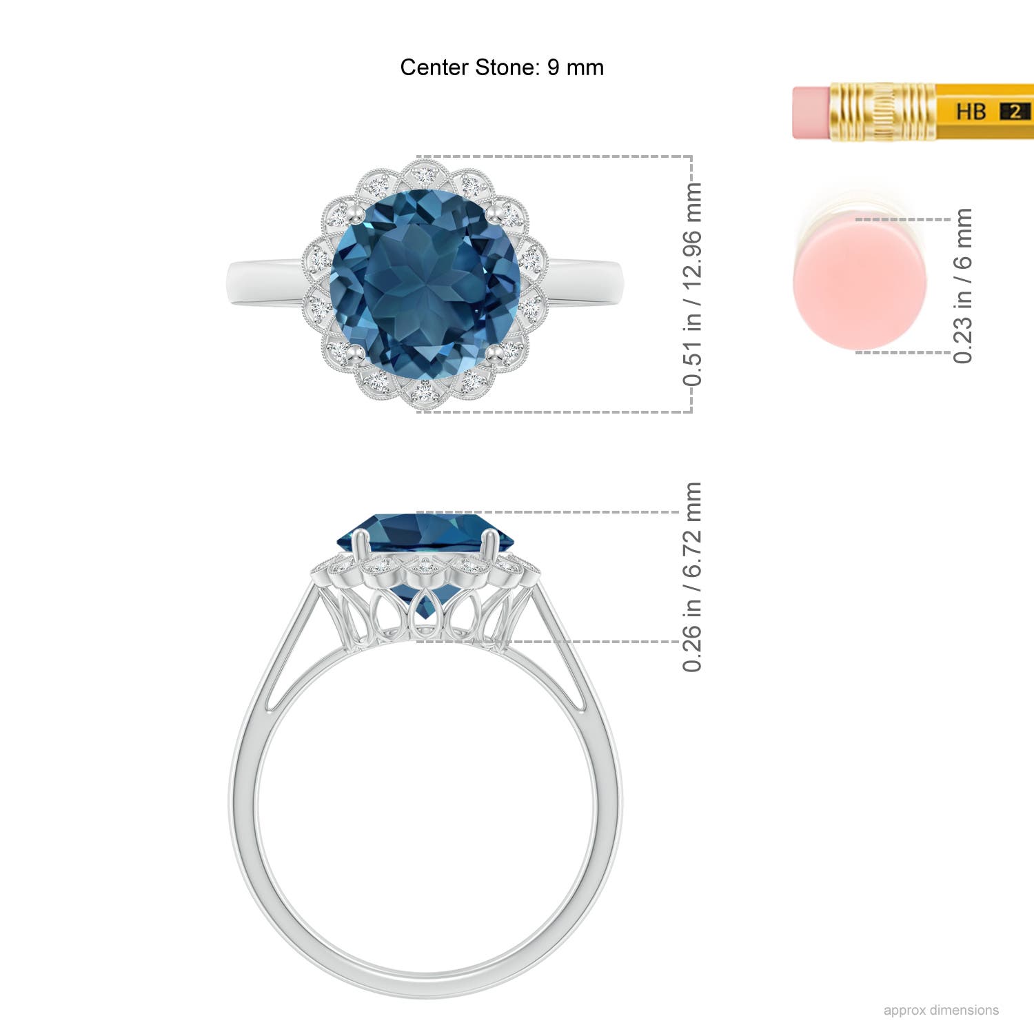 AA - London Blue Topaz / 3.37 CT / 14 KT White Gold