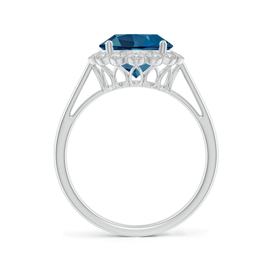 9mm AAA London Blue Topaz Scalloped Halo Ring in White Gold side-1