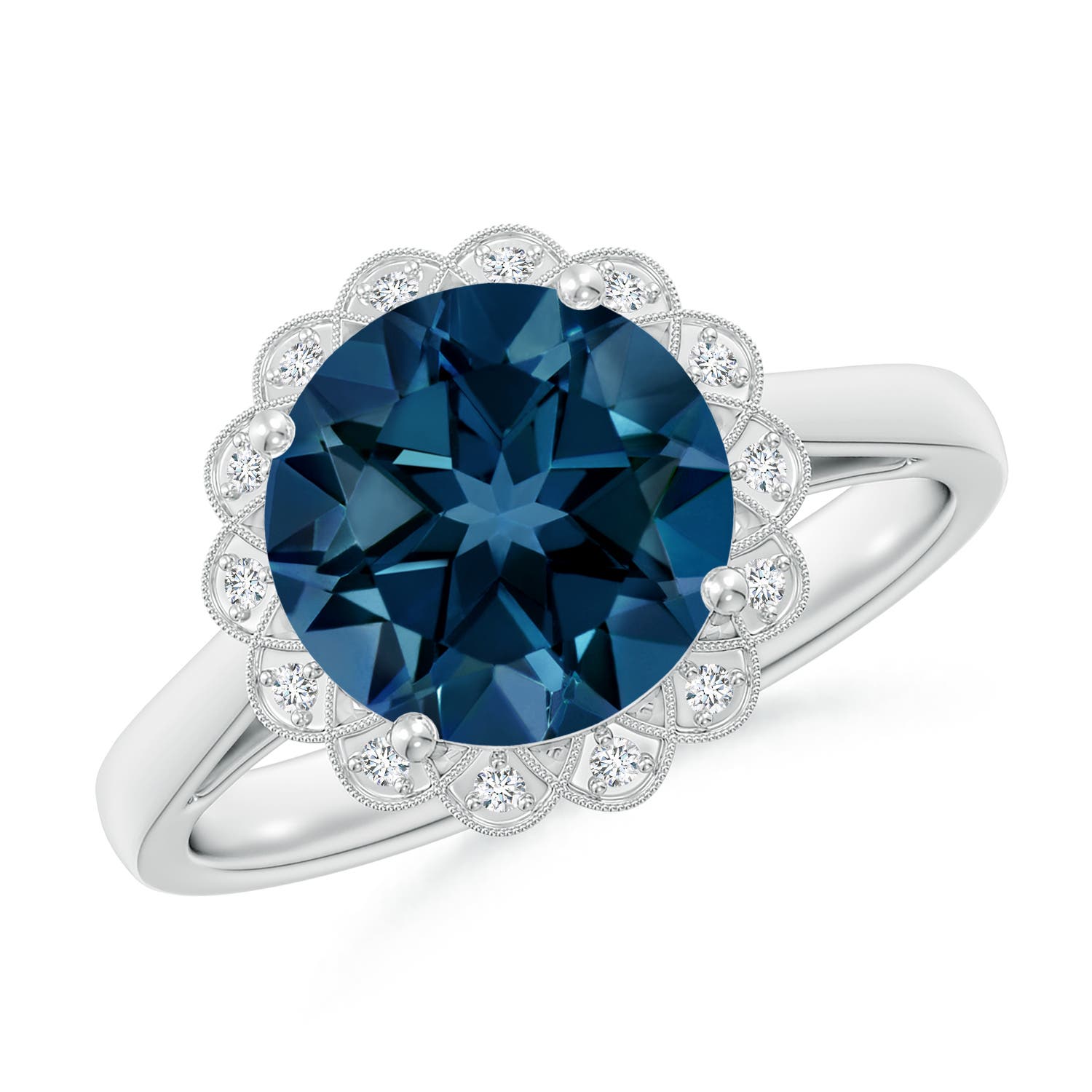 AAAA - London Blue Topaz / 3.37 CT / 14 KT White Gold