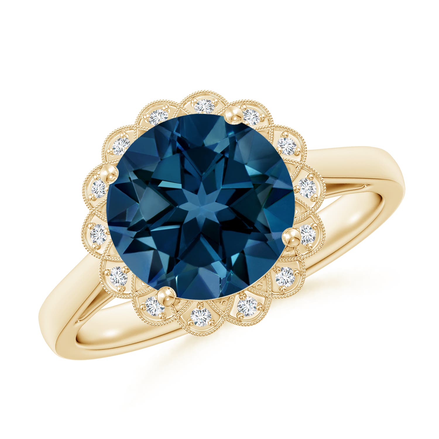 AAAA - London Blue Topaz / 3.37 CT / 14 KT Yellow Gold