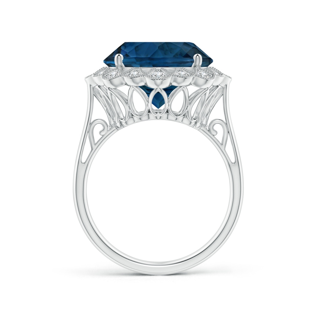 12.20x12.06x7.74mm AAA GIA Certified London Blue Topaz Scalloped Halo Ring in P950 Platinum Side 199