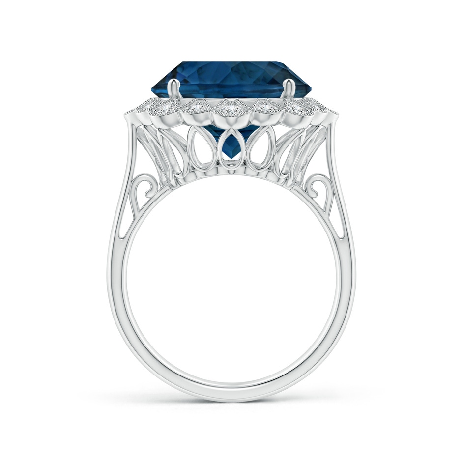 12.20x12.06x7.74mm AAA GIA Certified London Blue Topaz Scalloped Halo Ring in P950 Platinum Side 199