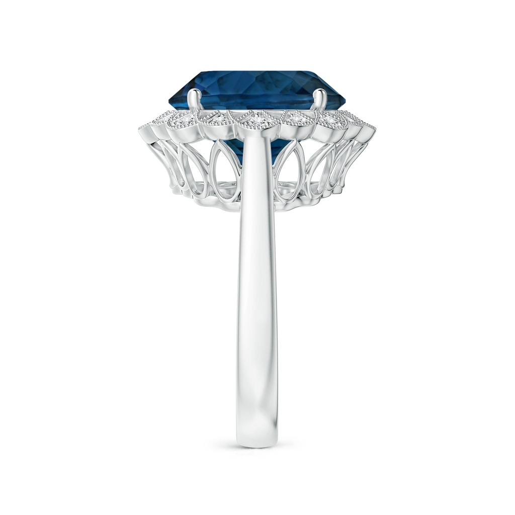 12.20x12.06x7.74mm AAA GIA Certified London Blue Topaz Scalloped Halo Ring in P950 Platinum Side 399