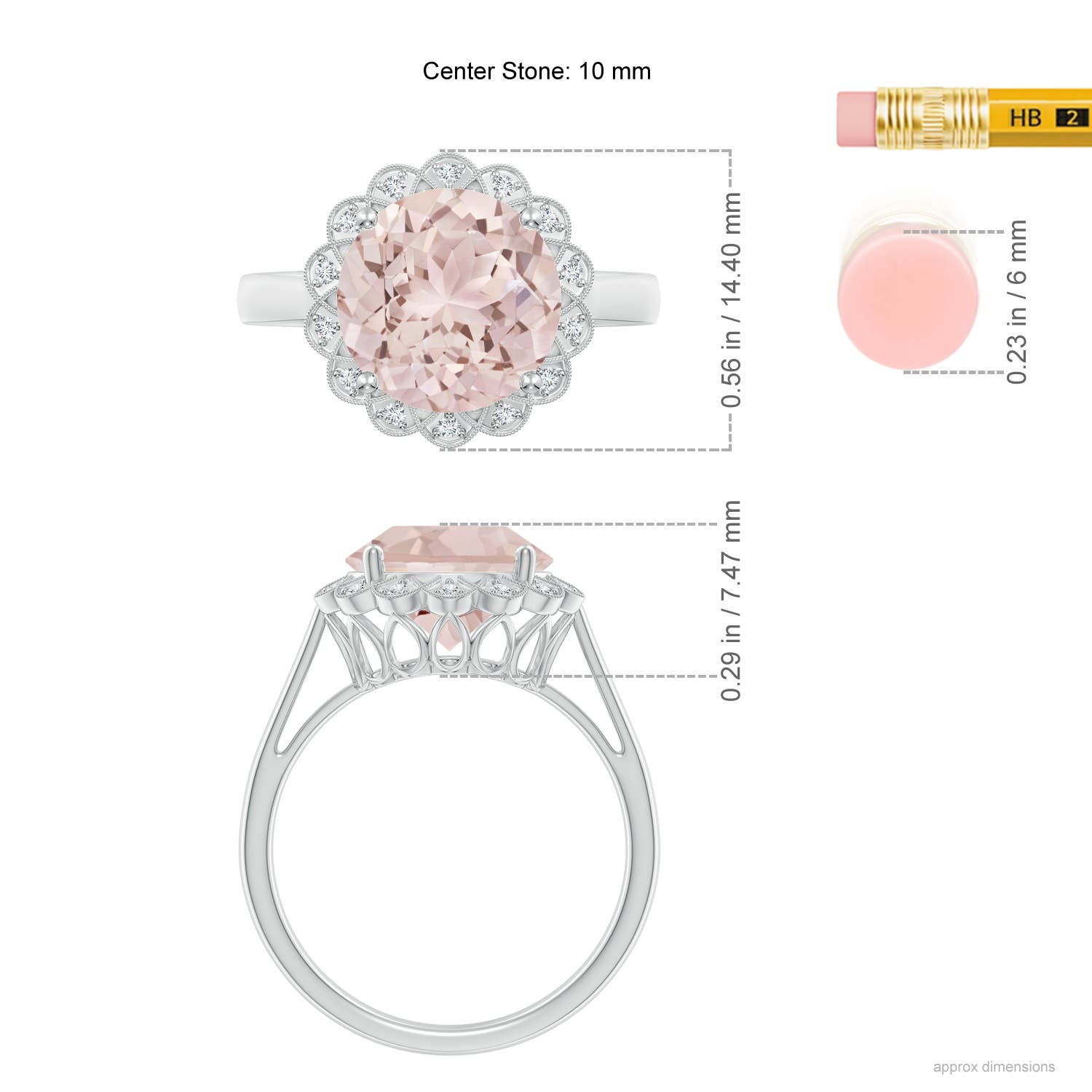 A - Morganite / 3.48 CT / 14 KT White Gold