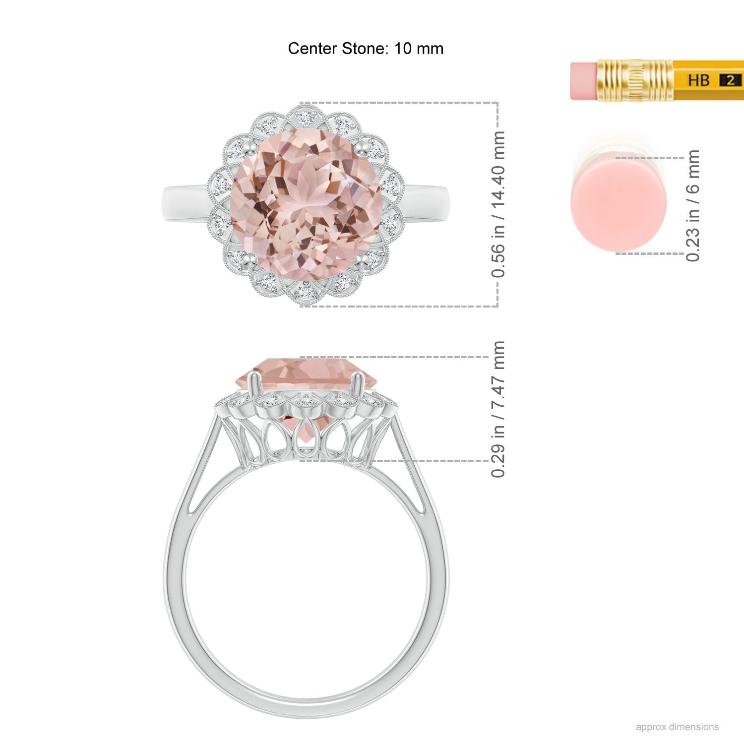 AAA - Morganite / 3.48 CT / 14 KT White Gold