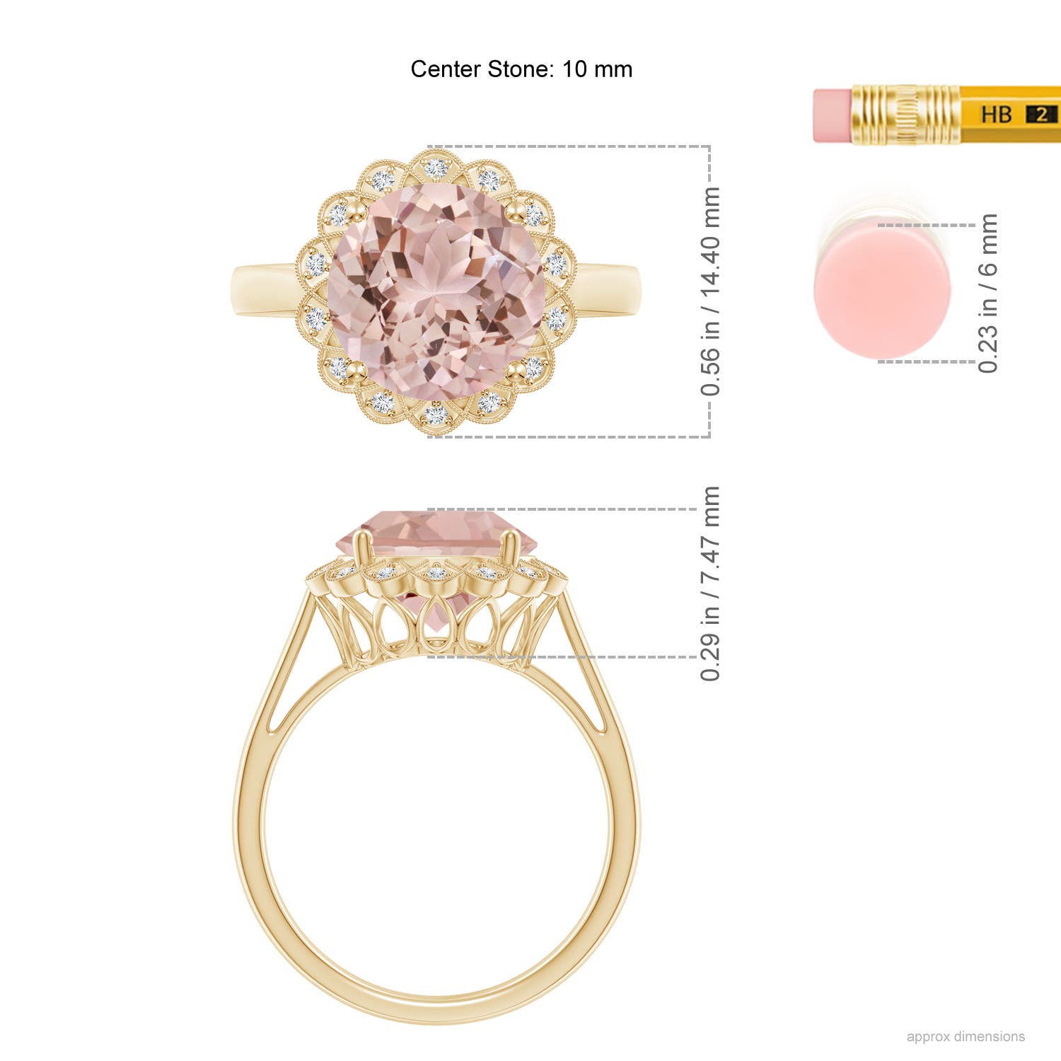 AAA - Morganite / 3.48 CT / 14 KT Yellow Gold