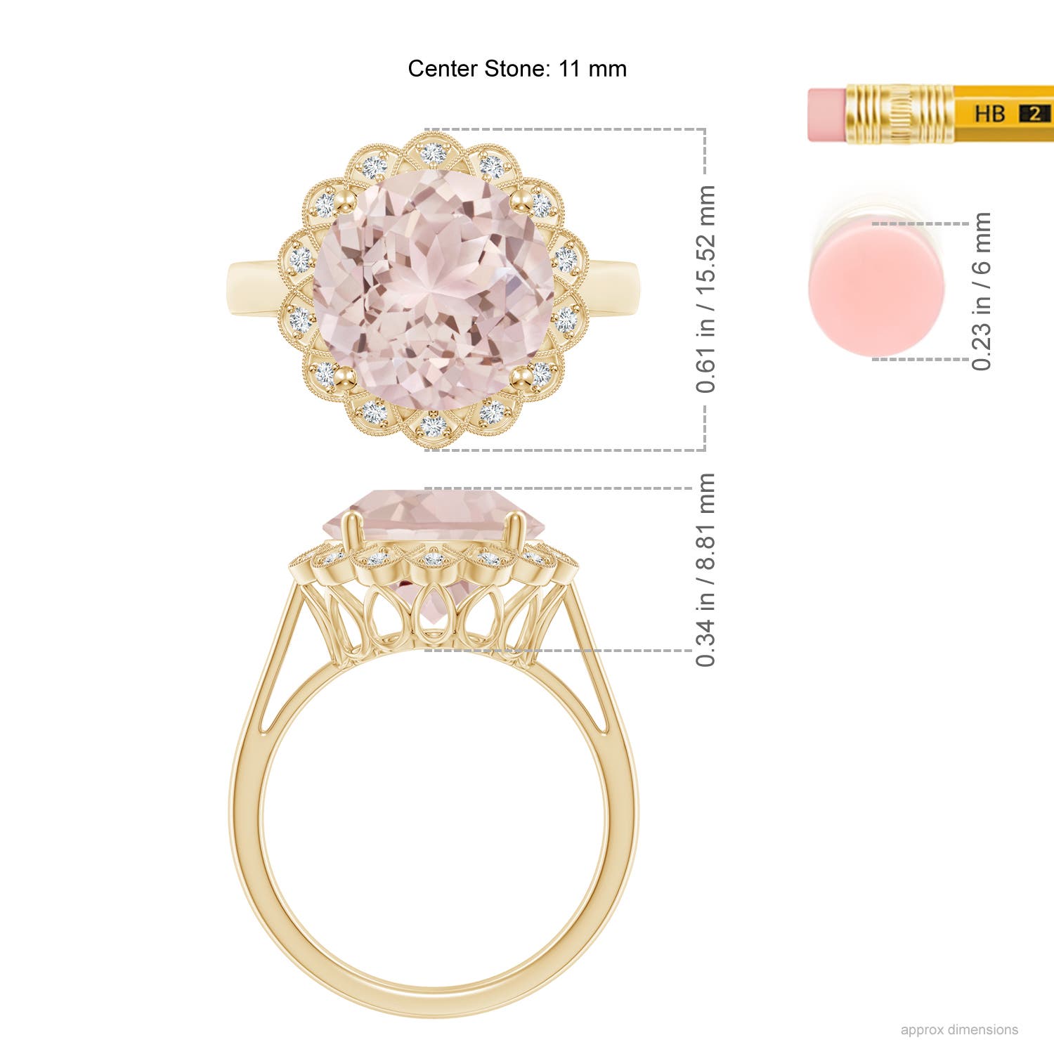 A - Morganite / 4.36 CT / 14 KT Yellow Gold