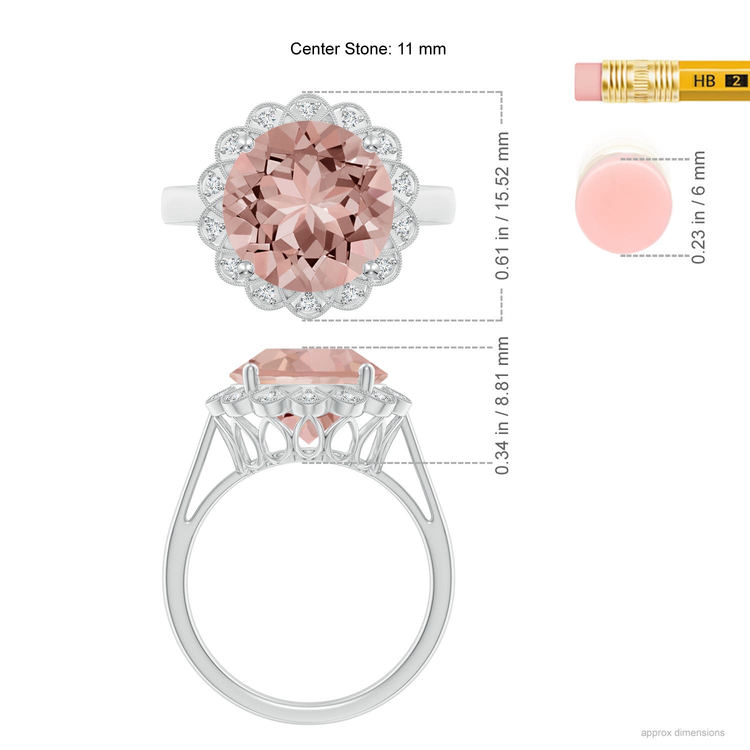 AAAA - Morganite / 4.36 CT / 14 KT White Gold