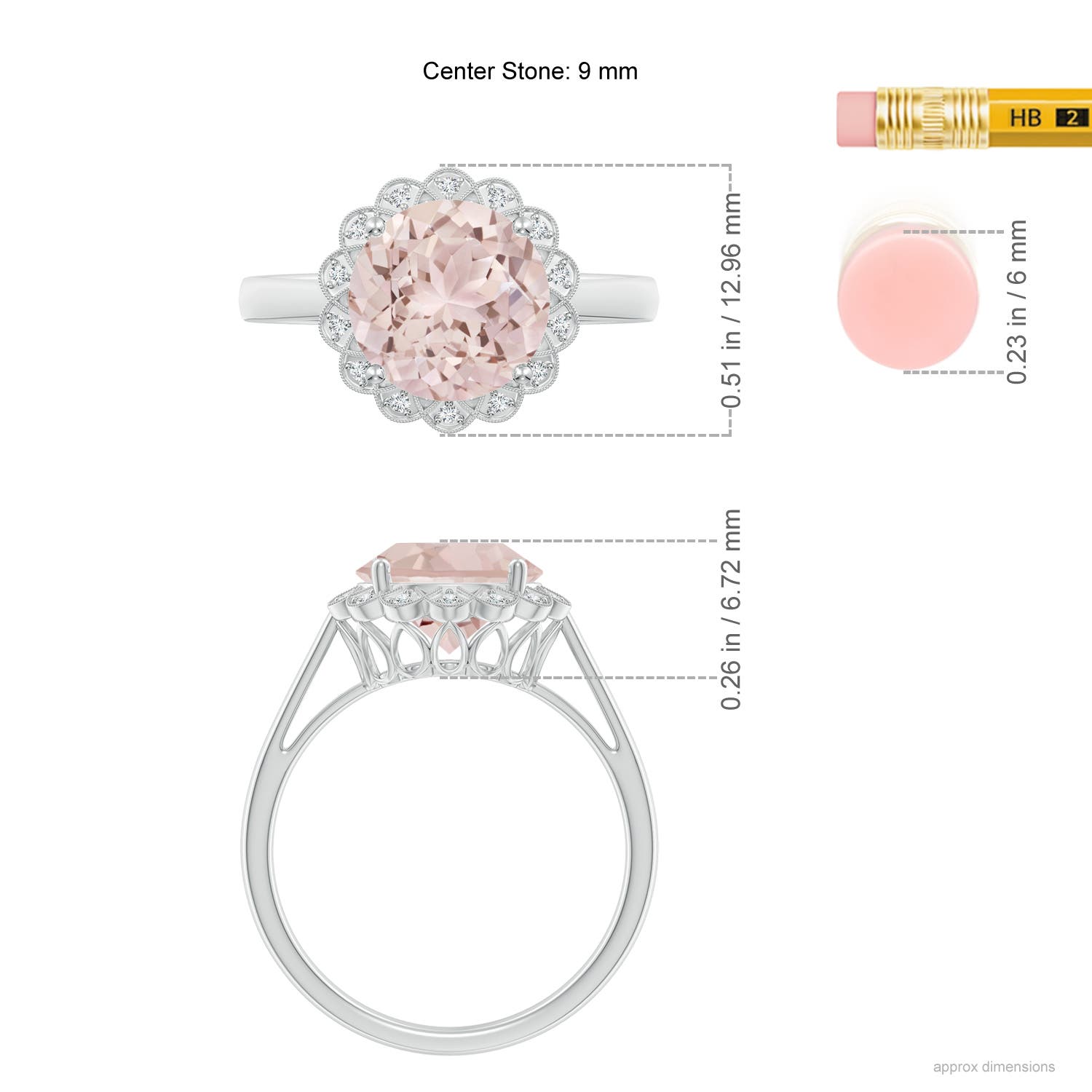 A - Morganite / 3.07 CT / 14 KT White Gold