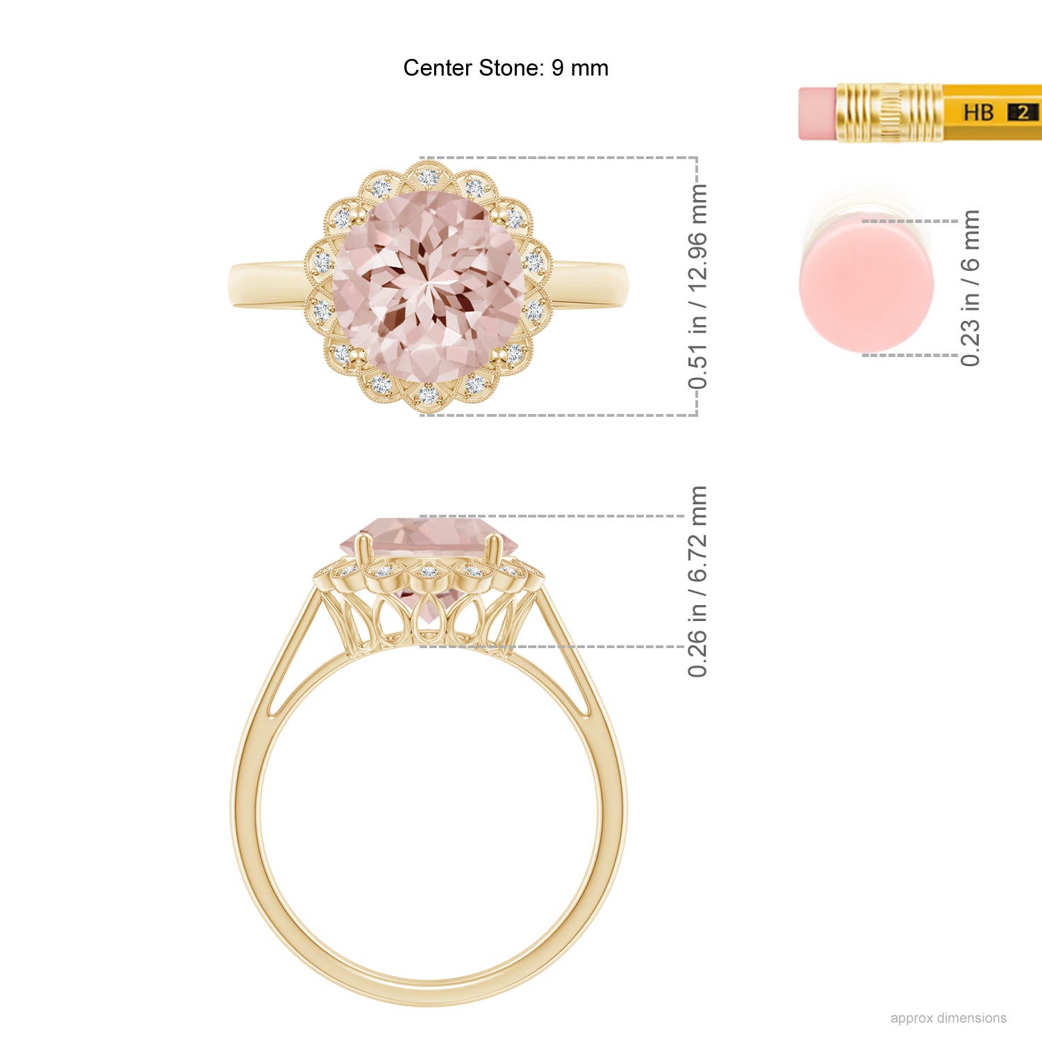 AA - Morganite / 3.07 CT / 14 KT Yellow Gold