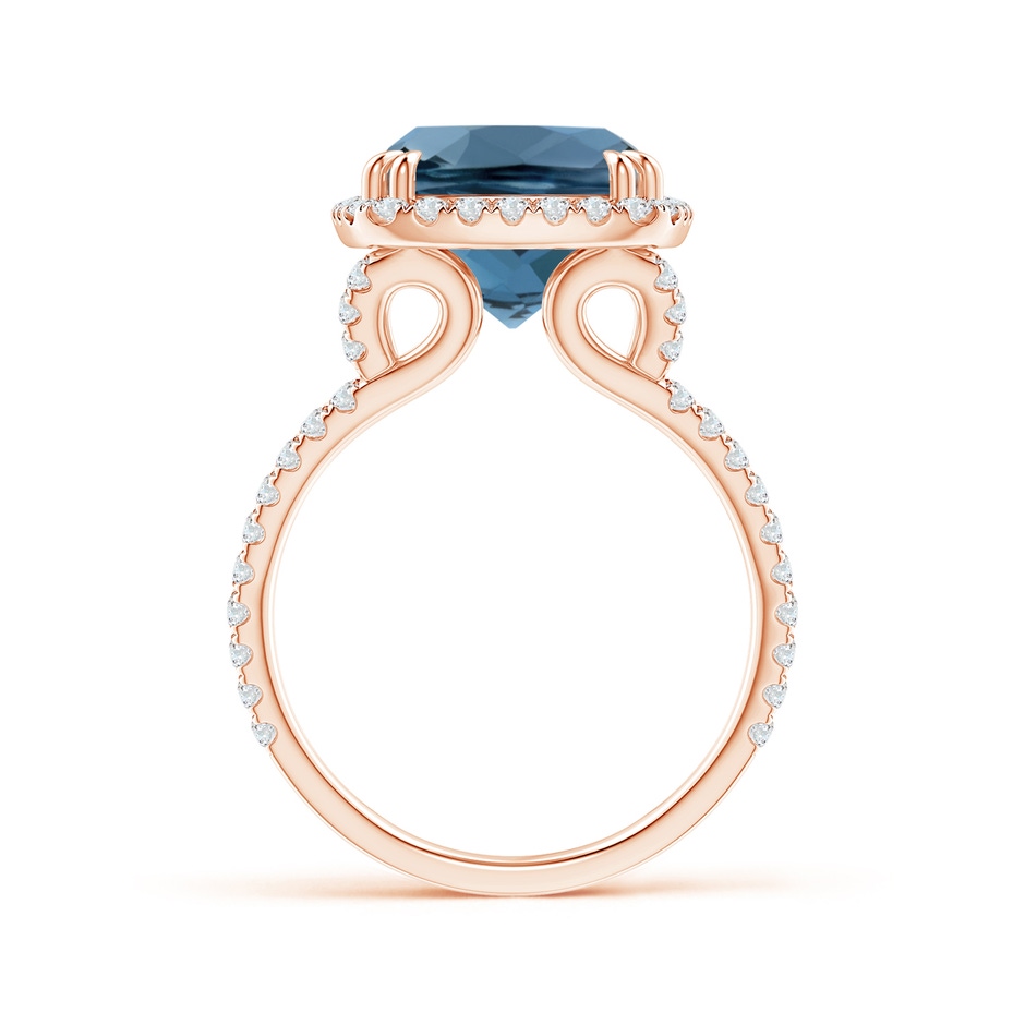 12x10mm A Vintage Style Double Claw-Set London Blue Topaz Split Shank Halo Ring in Rose Gold product image