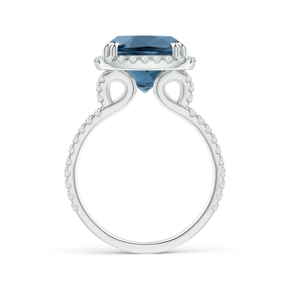 12x10mm A Vintage Style Double Claw-Set London Blue Topaz Split Shank Halo Ring in White Gold product image