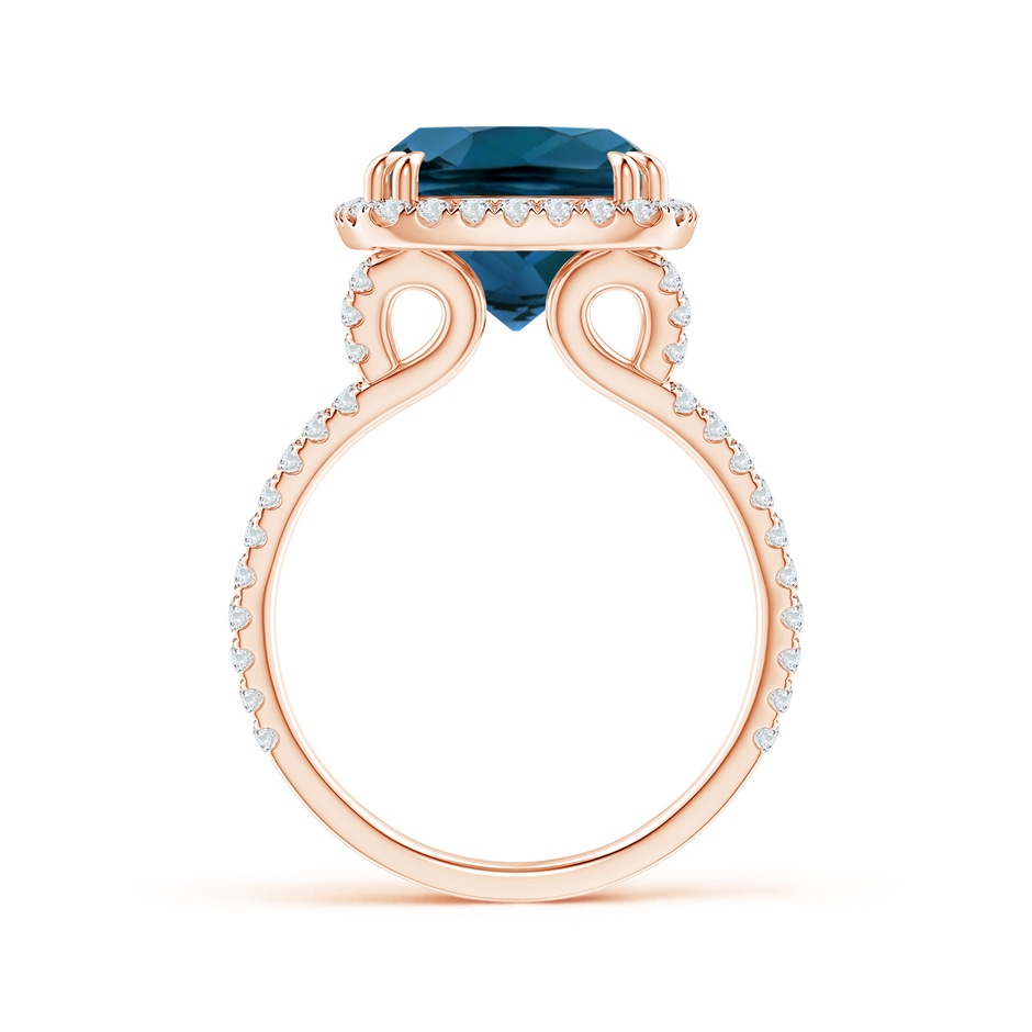 12x10mm AAAA Vintage Style Double Claw-Set London Blue Topaz Split Shank Halo Ring in Rose Gold product image