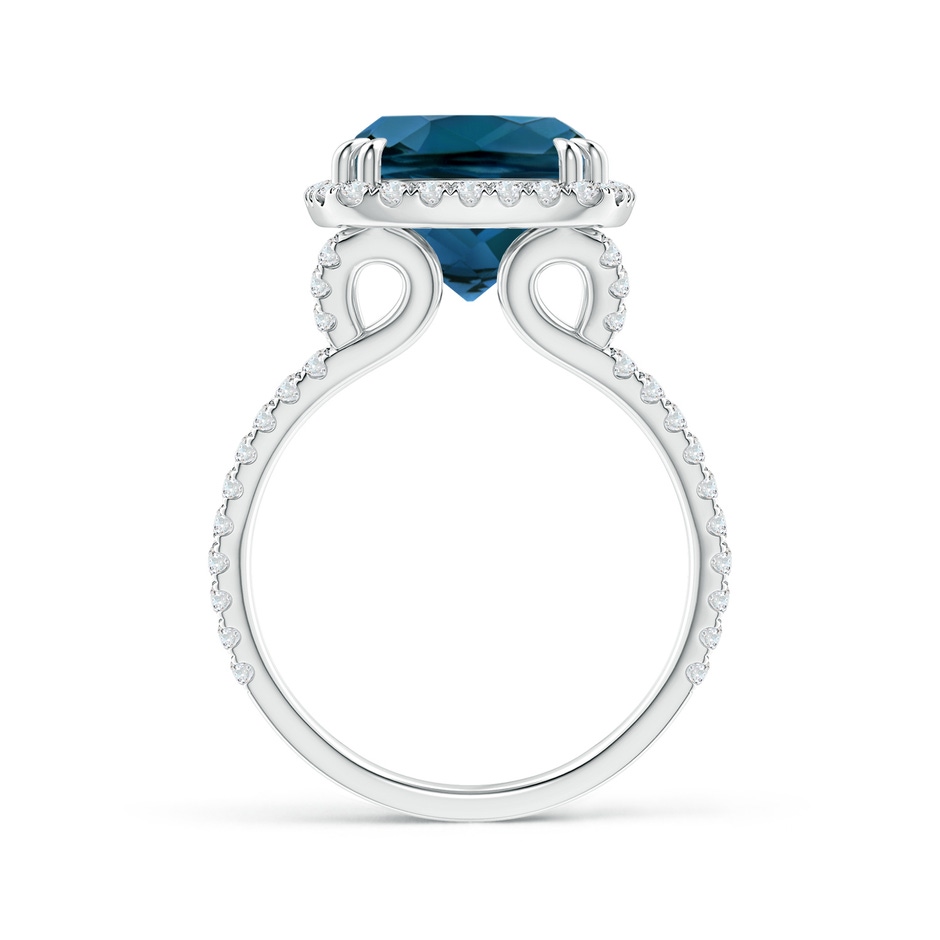 12x10mm AAAA Vintage Style Double Claw-Set London Blue Topaz Split Shank Halo Ring in White Gold product image
