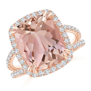 12x10mm AAAA Vintage Style Morganite Split Shank Ring with Diamond Halo in Rose Gold