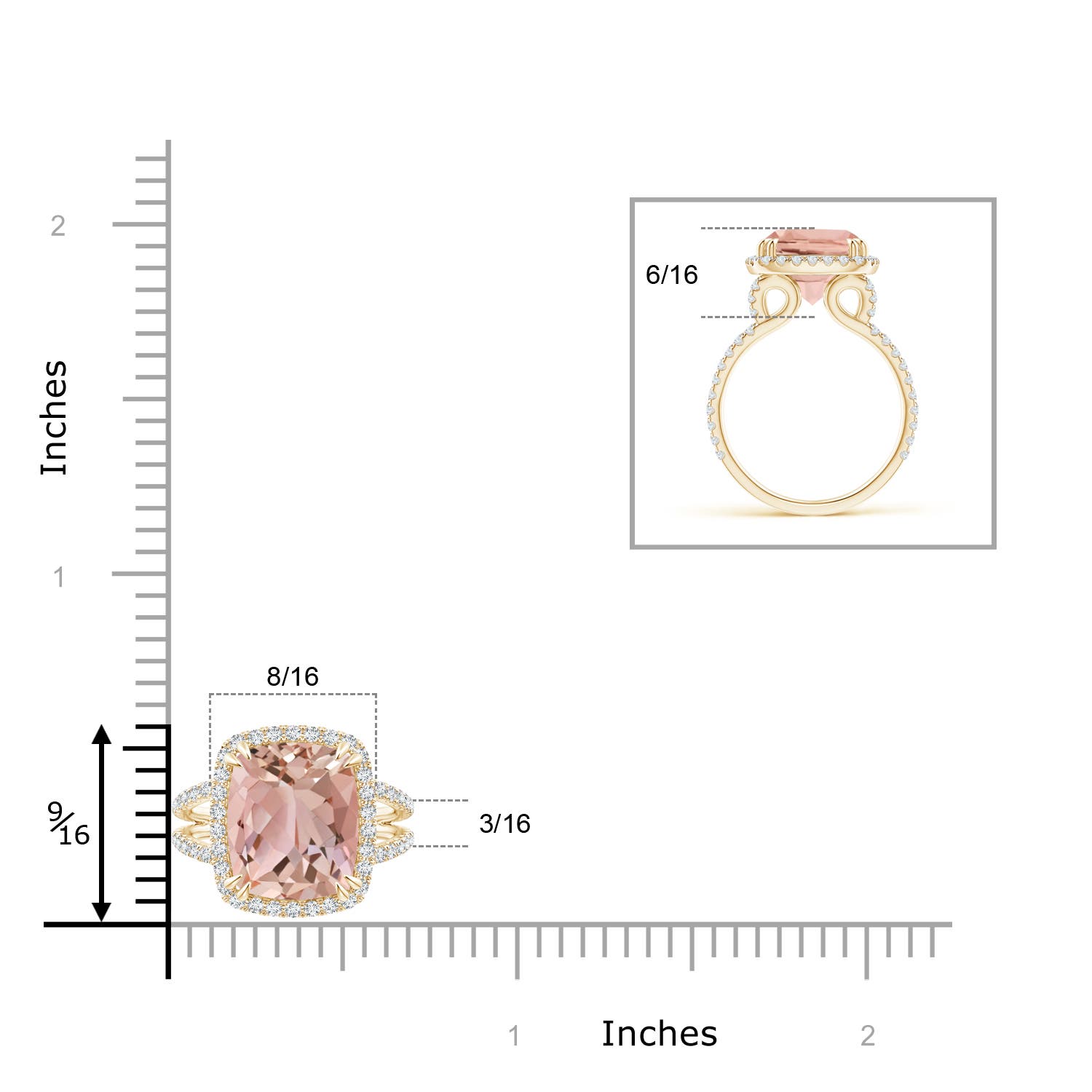 AAAA - Morganite / 4.82 CT / 14 KT Yellow Gold