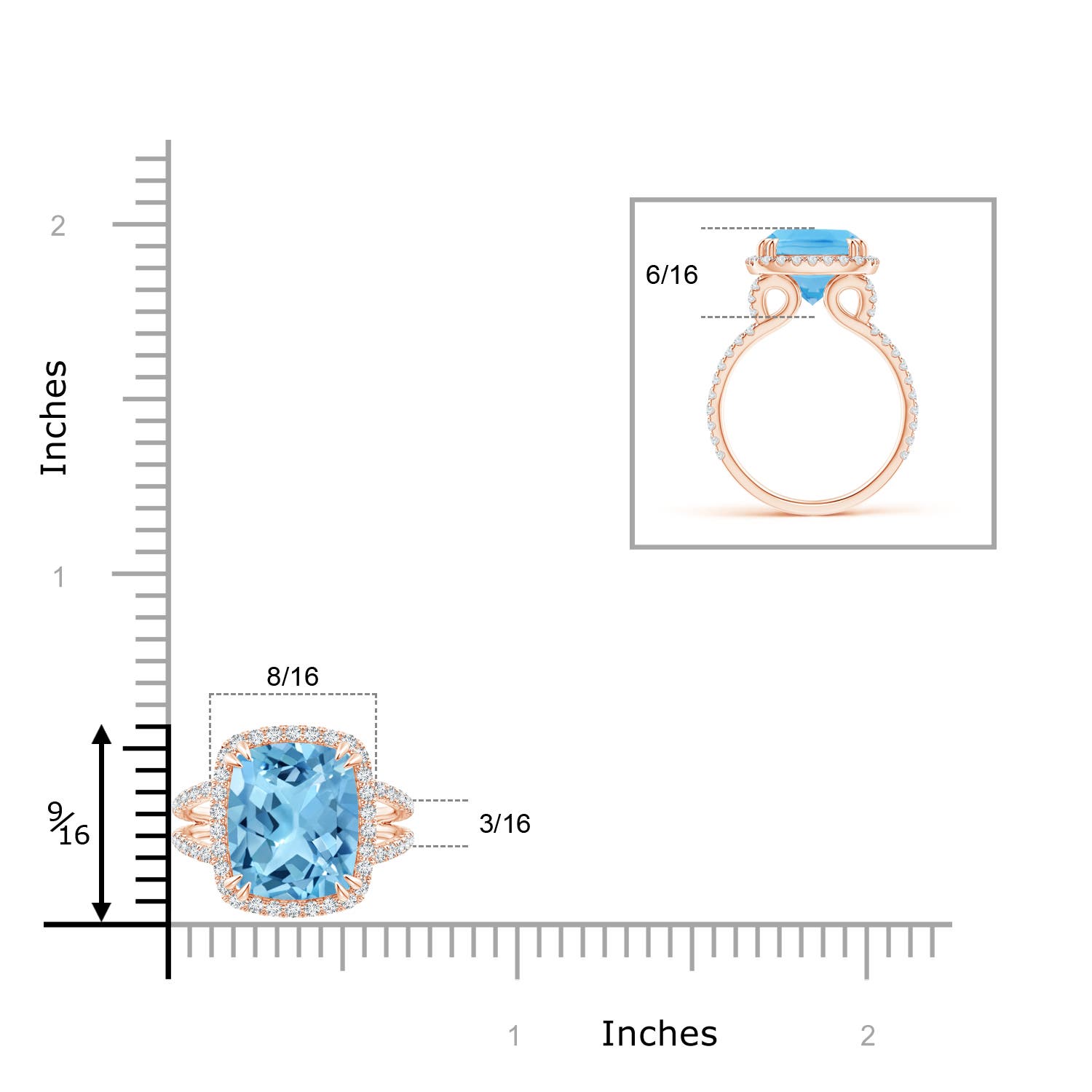 A - Swiss Blue Topaz / 6.62 CT / 14 KT Rose Gold