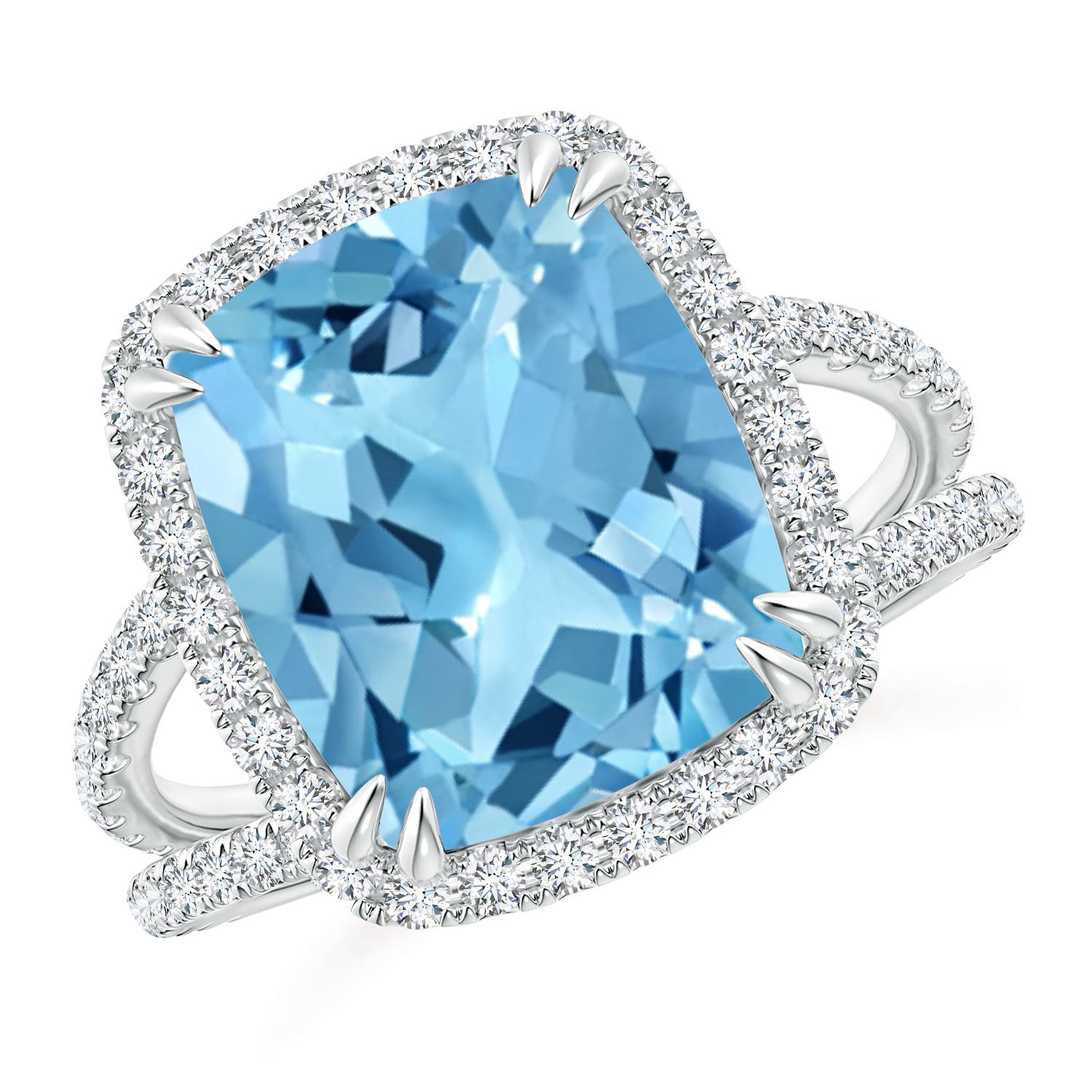 A - Swiss Blue Topaz / 6.62 CT / 14 KT White Gold